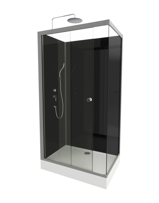 Cabine de douche rectangulaire L.110 x l.80 cm, Eclipse