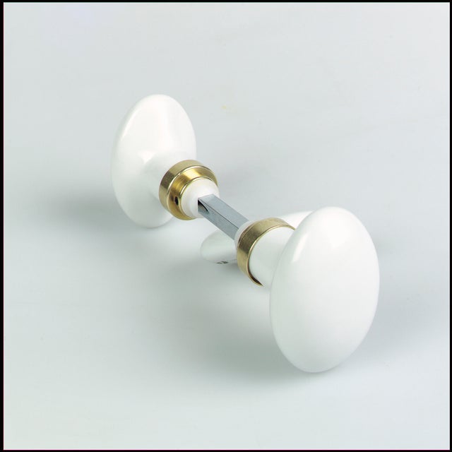 Lot de 2 boutons de porte porcelaine or, L.6.5 x l.3.5 x H.6.5 cm