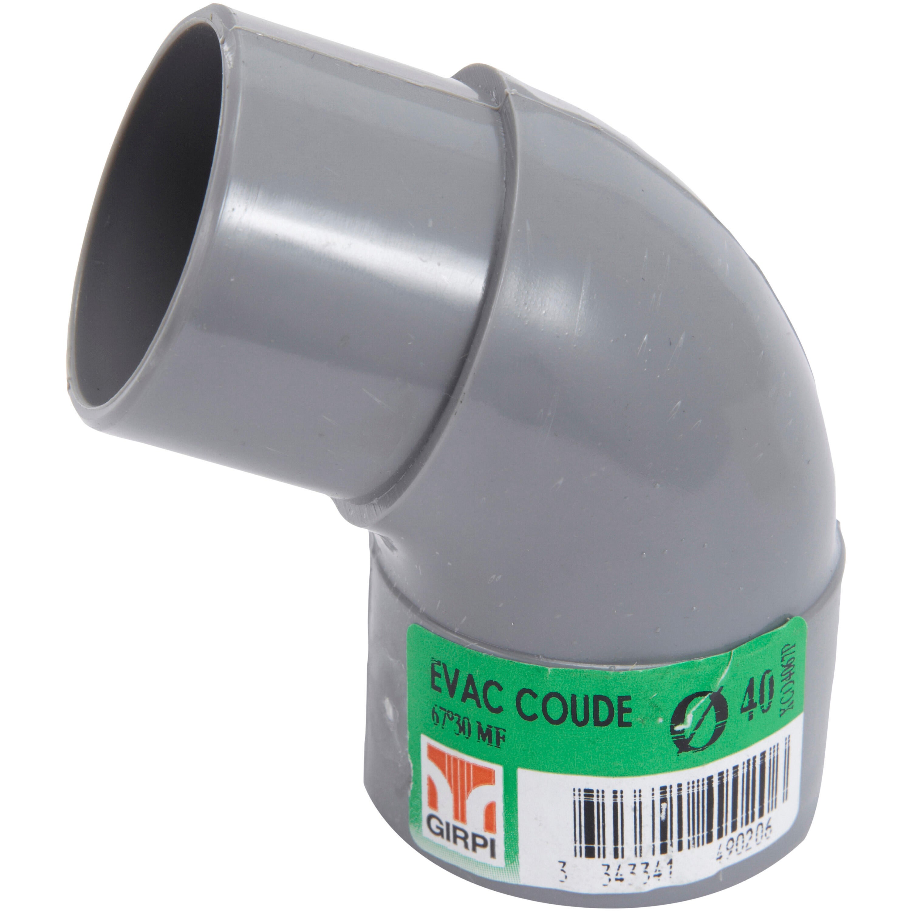 Coude 67°30 en pvc à coller, femelle / mâle, D.40 - 2