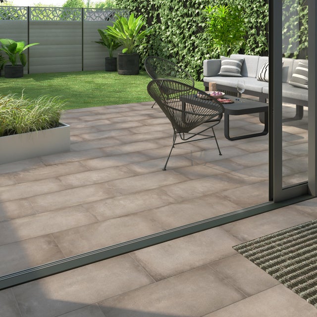 Carrelage sol extérieur effet béton taupe Craft l.30.8 x L.61.5 cm