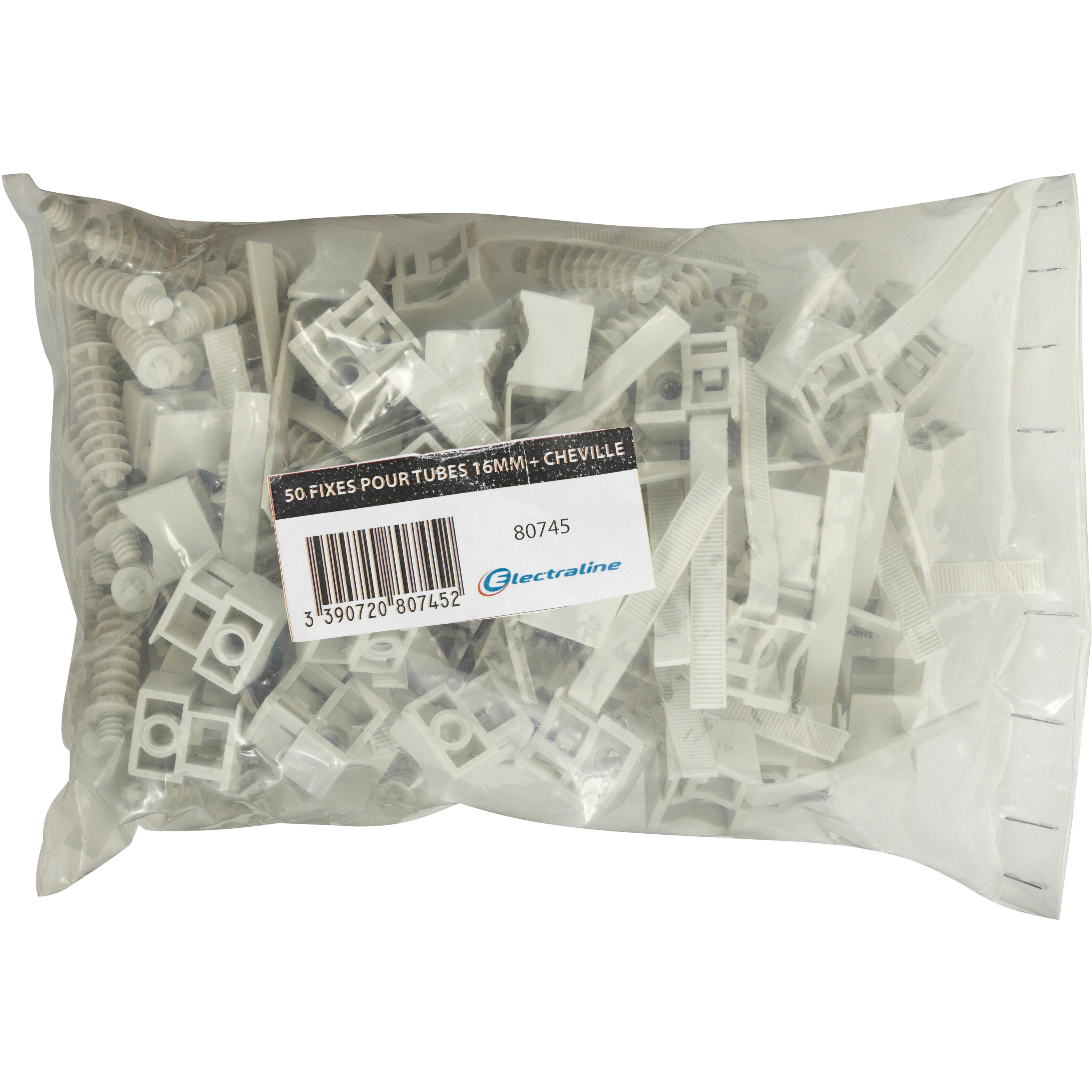 Lot de 50 fixes pour tube et chevilles, Diam.16, L.75 mm - 3