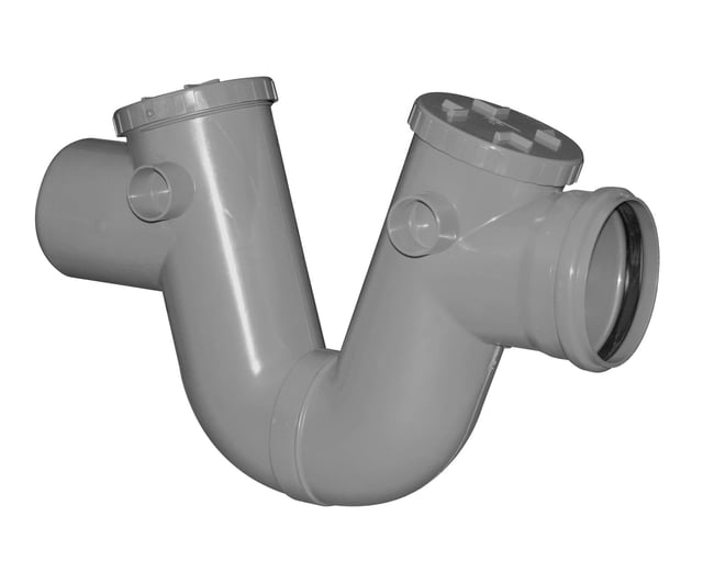 Siphon disconnecteur en pvc FIRST PLAST gris l.13 x H.13 cm