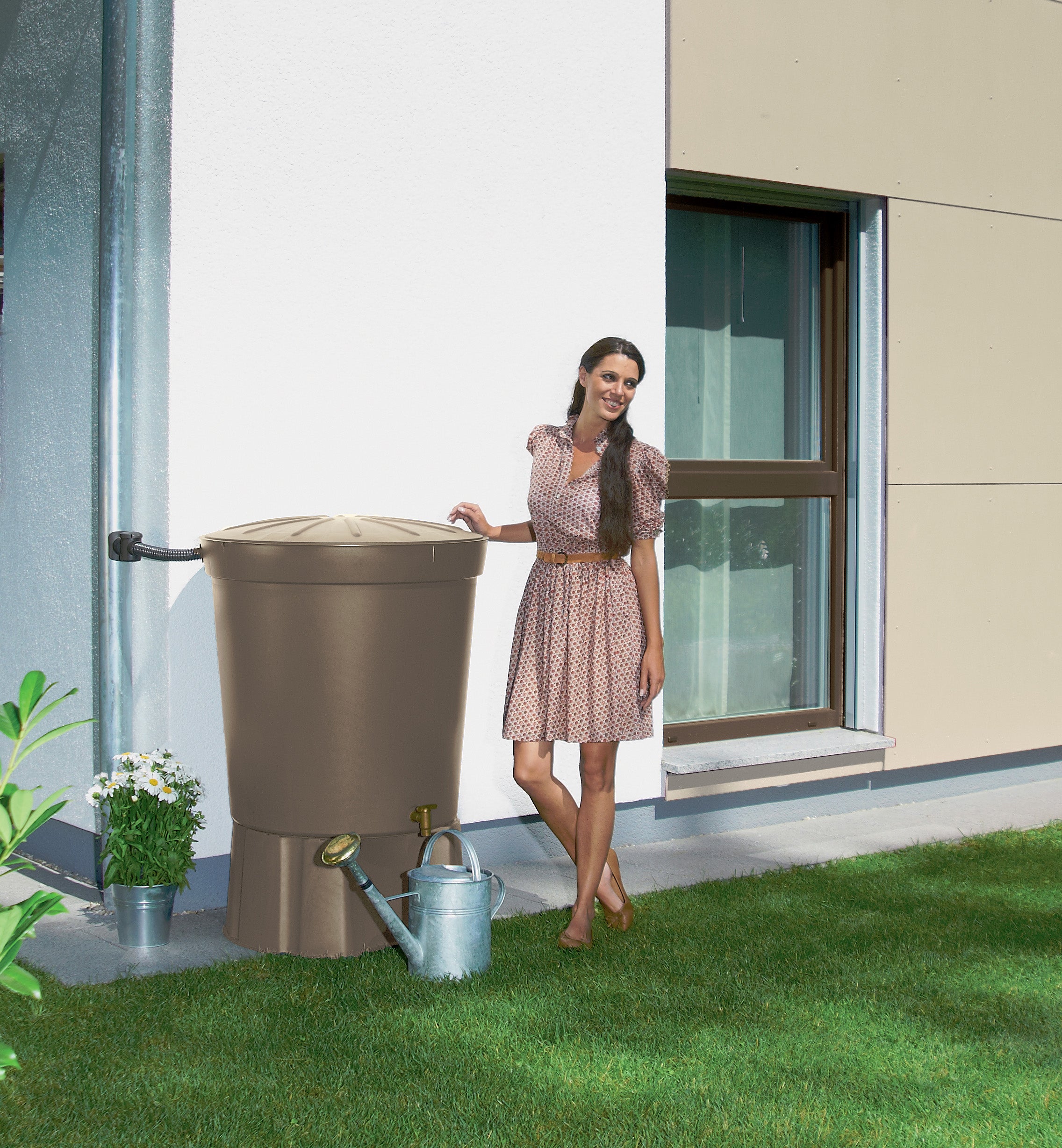 Récupérateur d'eau GARANTIA cylindrique taupe, 300 l - 4