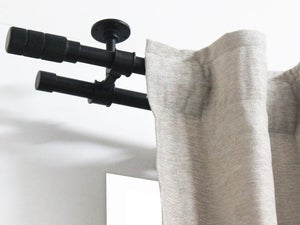 Harrms Bastone per tenda doppio, per tende con occhielli, colore nero, 76 –  186 cm, estensibile in metallo, per tende oscuranti in voile : :  Casa e cucina