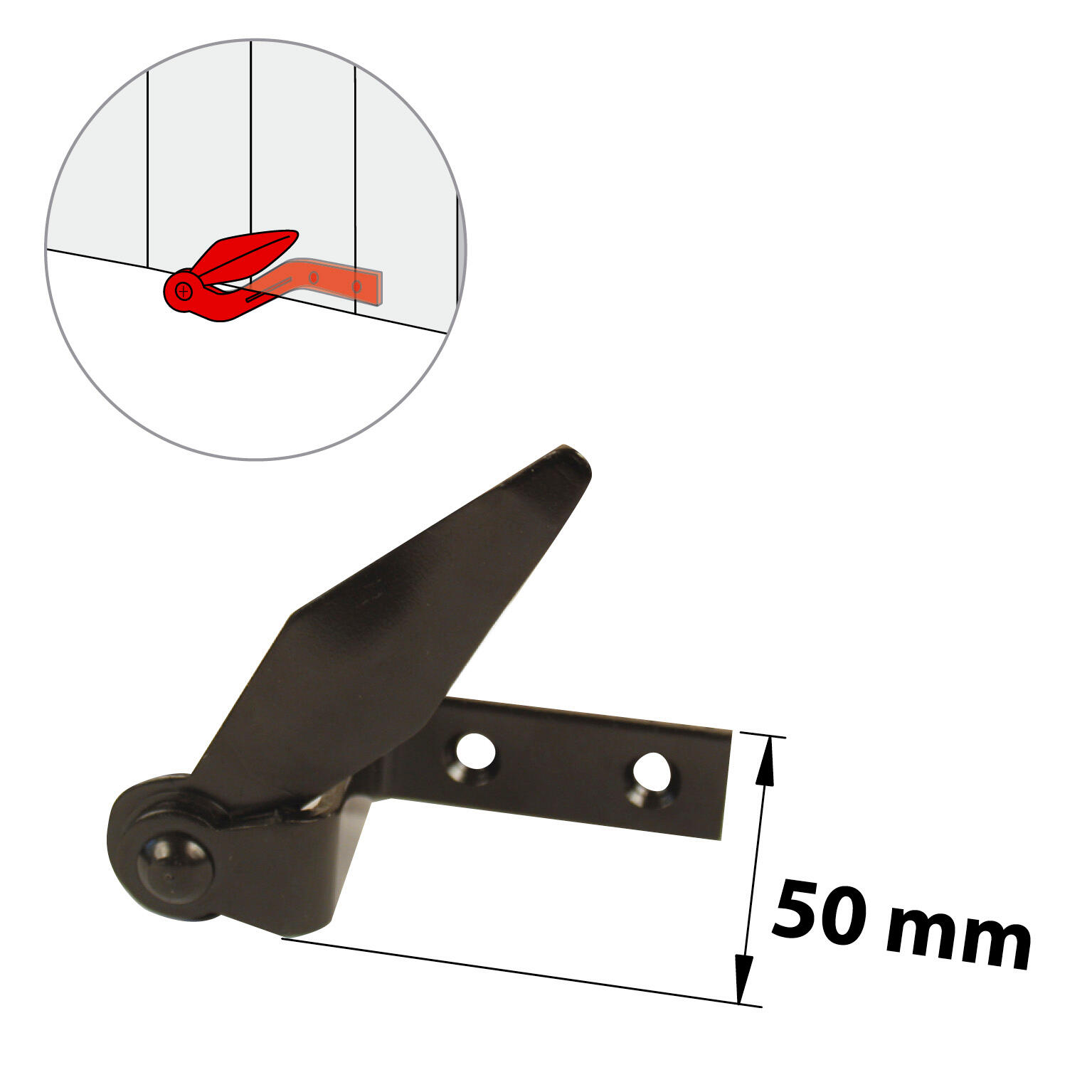 Arrêt de volet sur platine en acier noir prépeint, H.95 x L.80 x P.60 mm AFBAT - 2