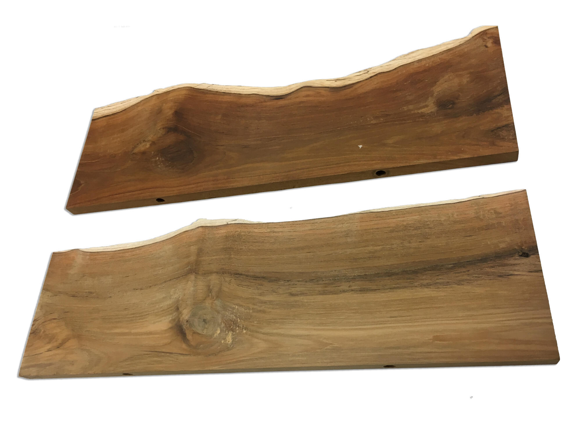 Etagère murale teck massif à bord naturel, L.90 cm x P.18 cm - 4