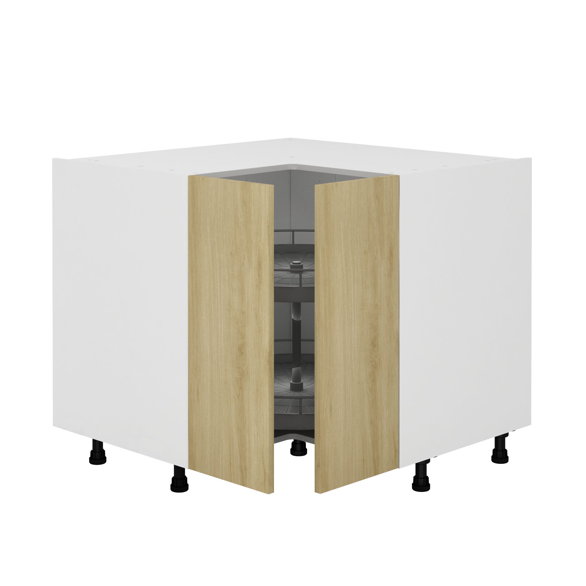 Meuble bas d'angle de cuisine Roma effet chêne 2 portes H77 x l97 ...