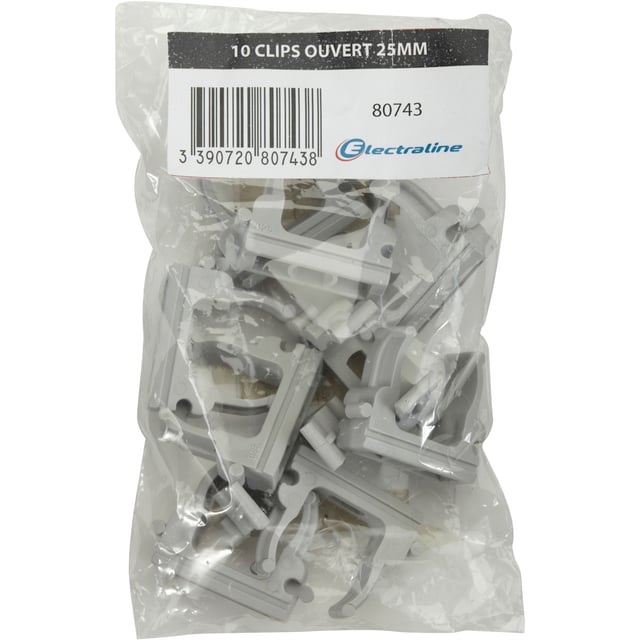 Lot de 10 clips ouverts, Diam.25, L.30 mm