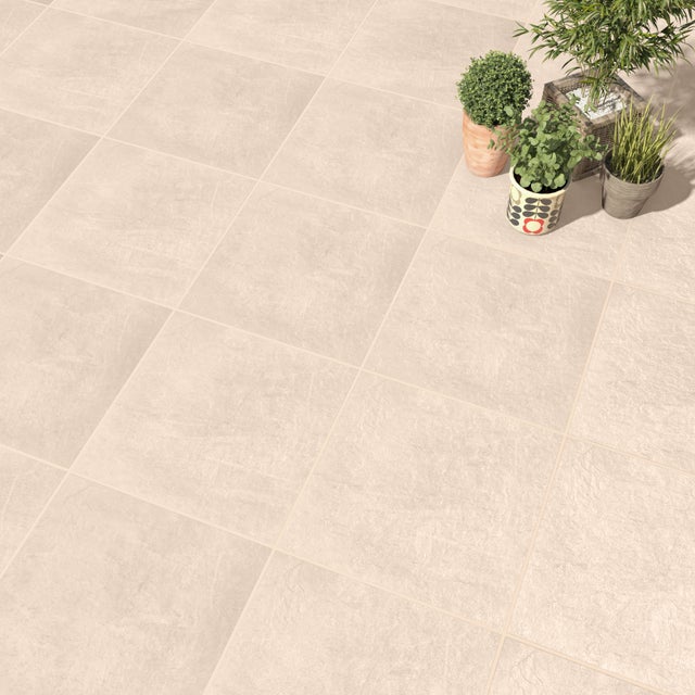 Carrelage sol extérieur effet pierre beige clair Lazy l.45 x L.45 cm STN CERAMIC