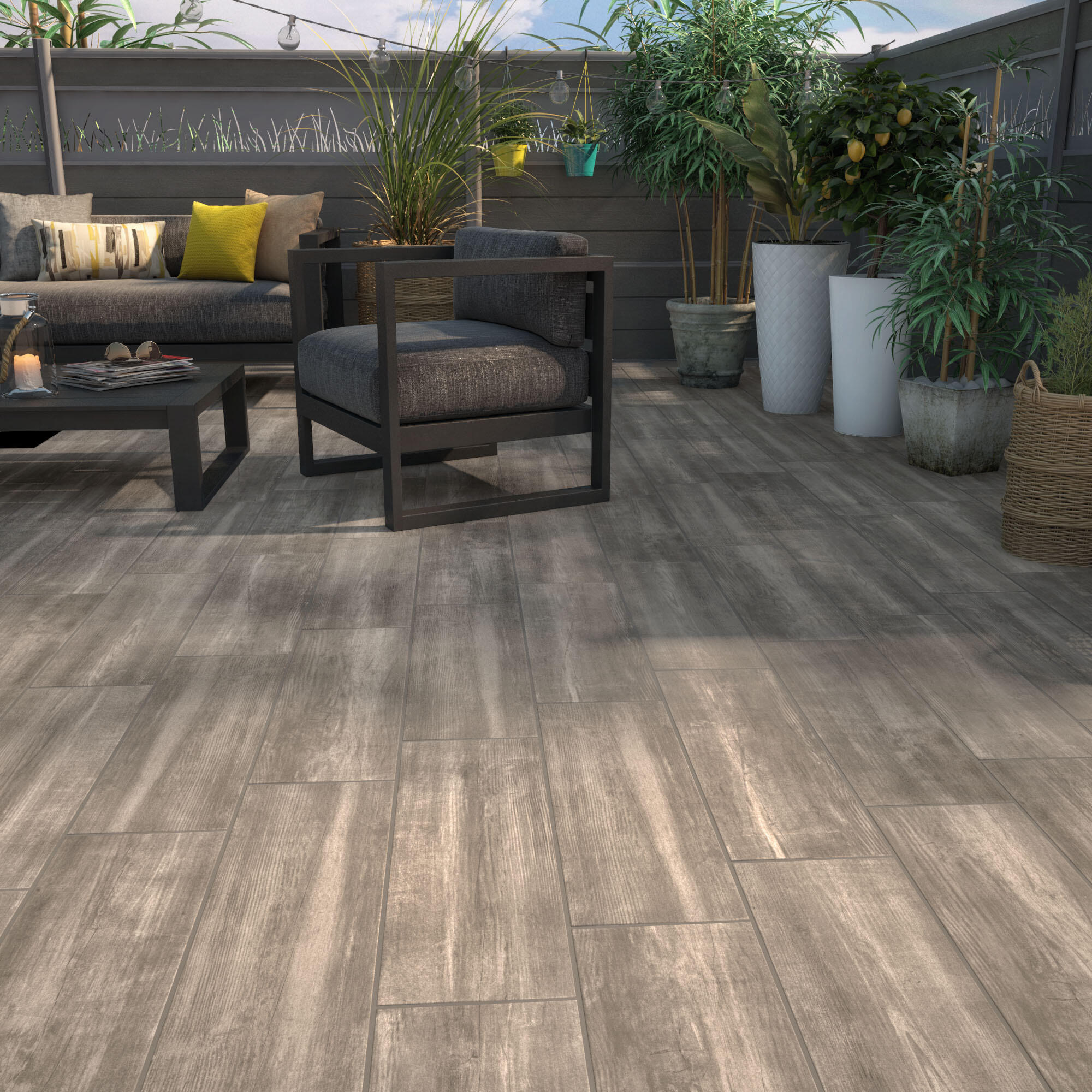 Carrelage sol extérieur effet bois taupe Apero l.20 x L.60.4 cm x Ep.8.2 mm - 3