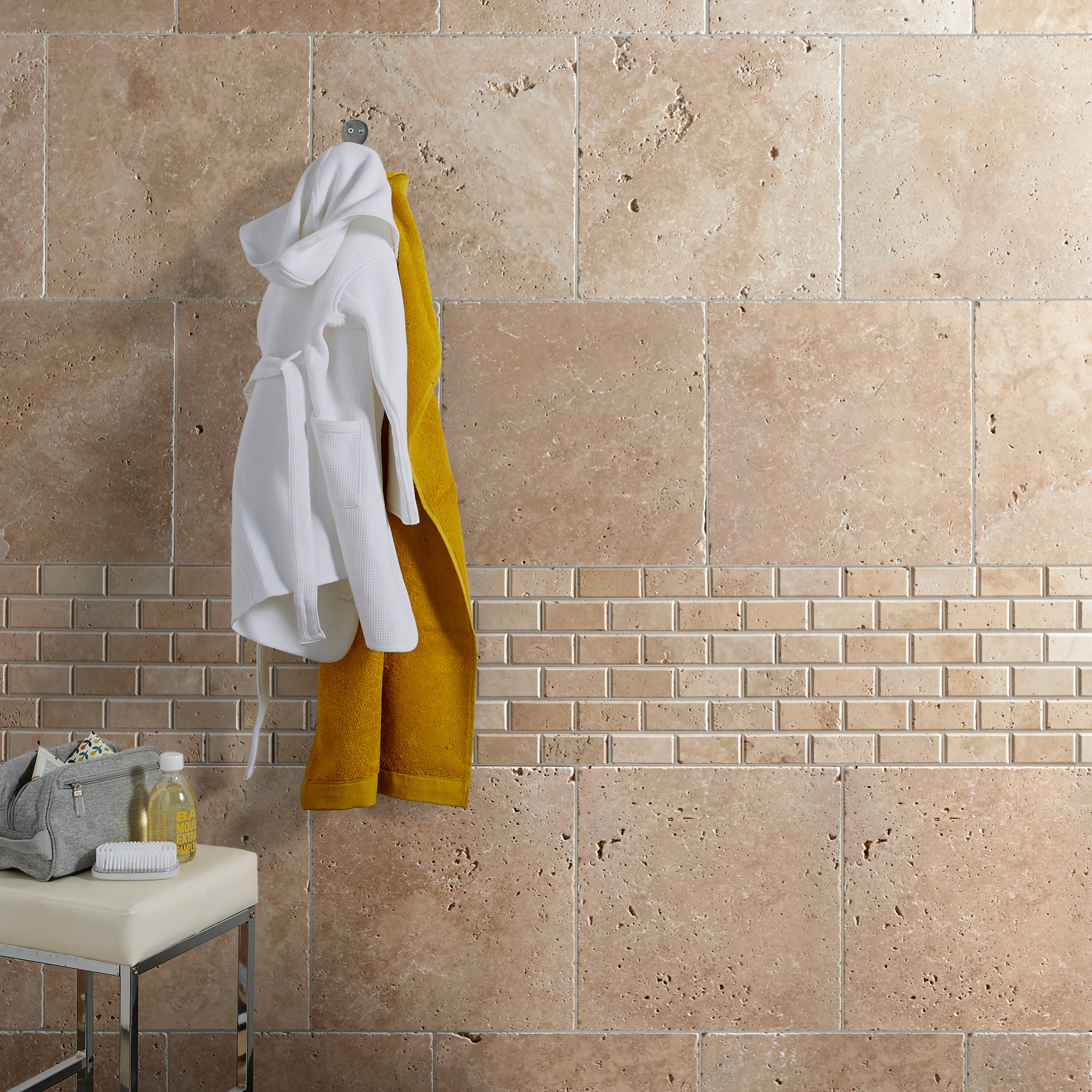 Travertin mur intérieur / sol intérieur effet pierre beige Travertin l.40.6 x L. - 3