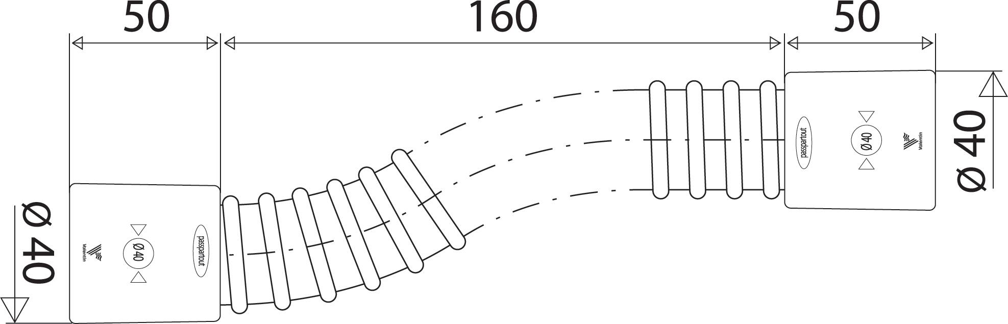 Flexible de raccordement pvc femelle, longueur 26 cm D.40 mm VALENTIN - 2