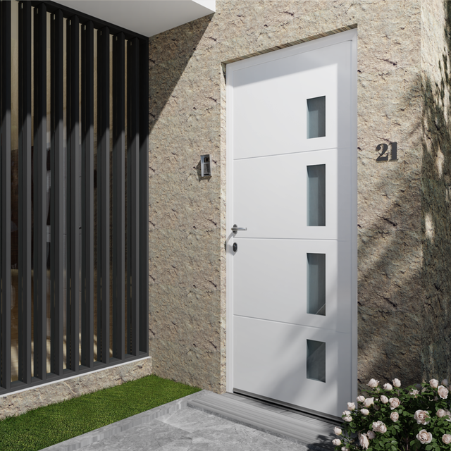 Porte d'entrée Alu Austin 2 Essentiel H.215 x l.90 cm vitrée blanc, pou. droit