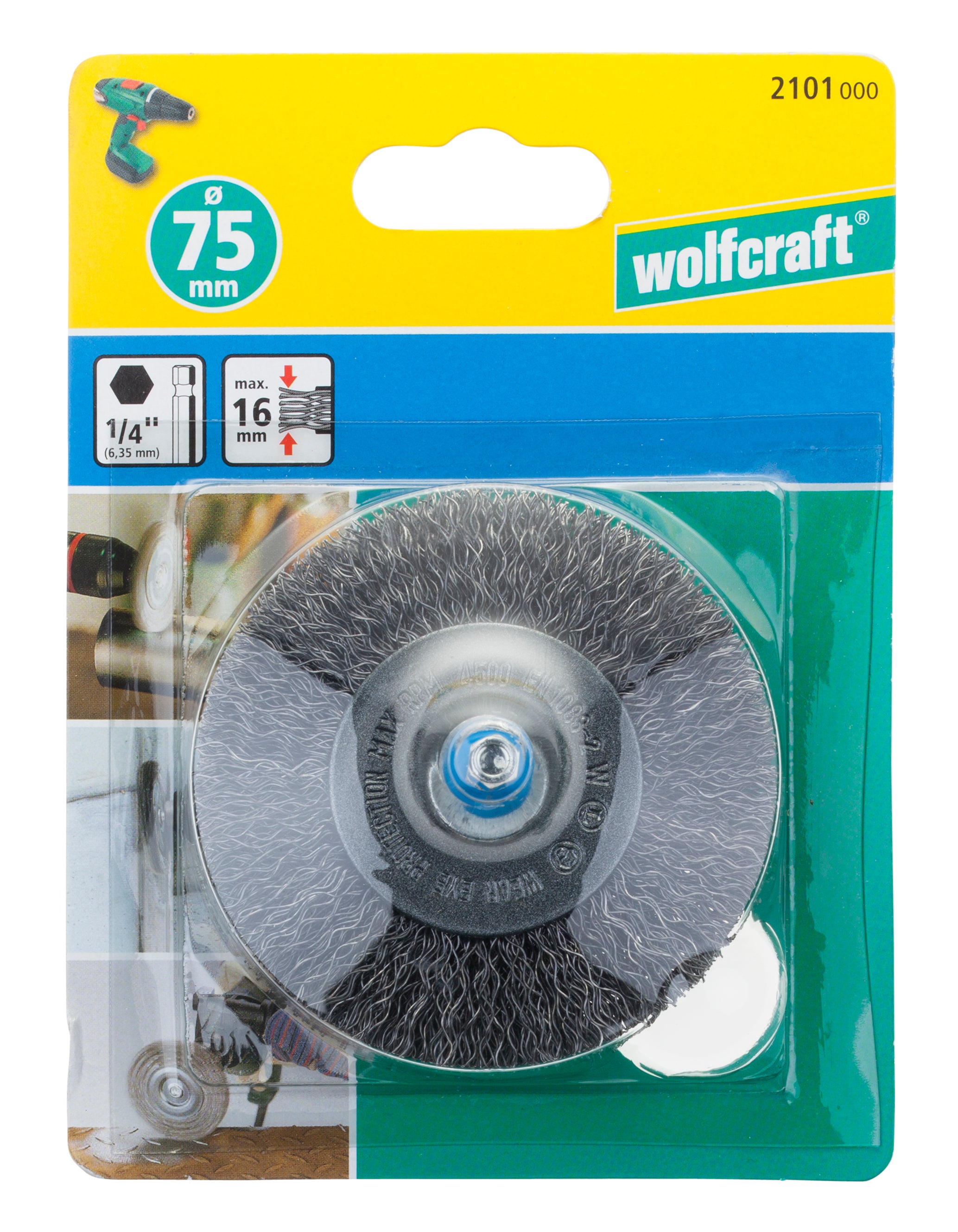 Brosse métallique circulaire pour multimatière WOLFCRAFT 2101000, Diam.75x16 mm - 6