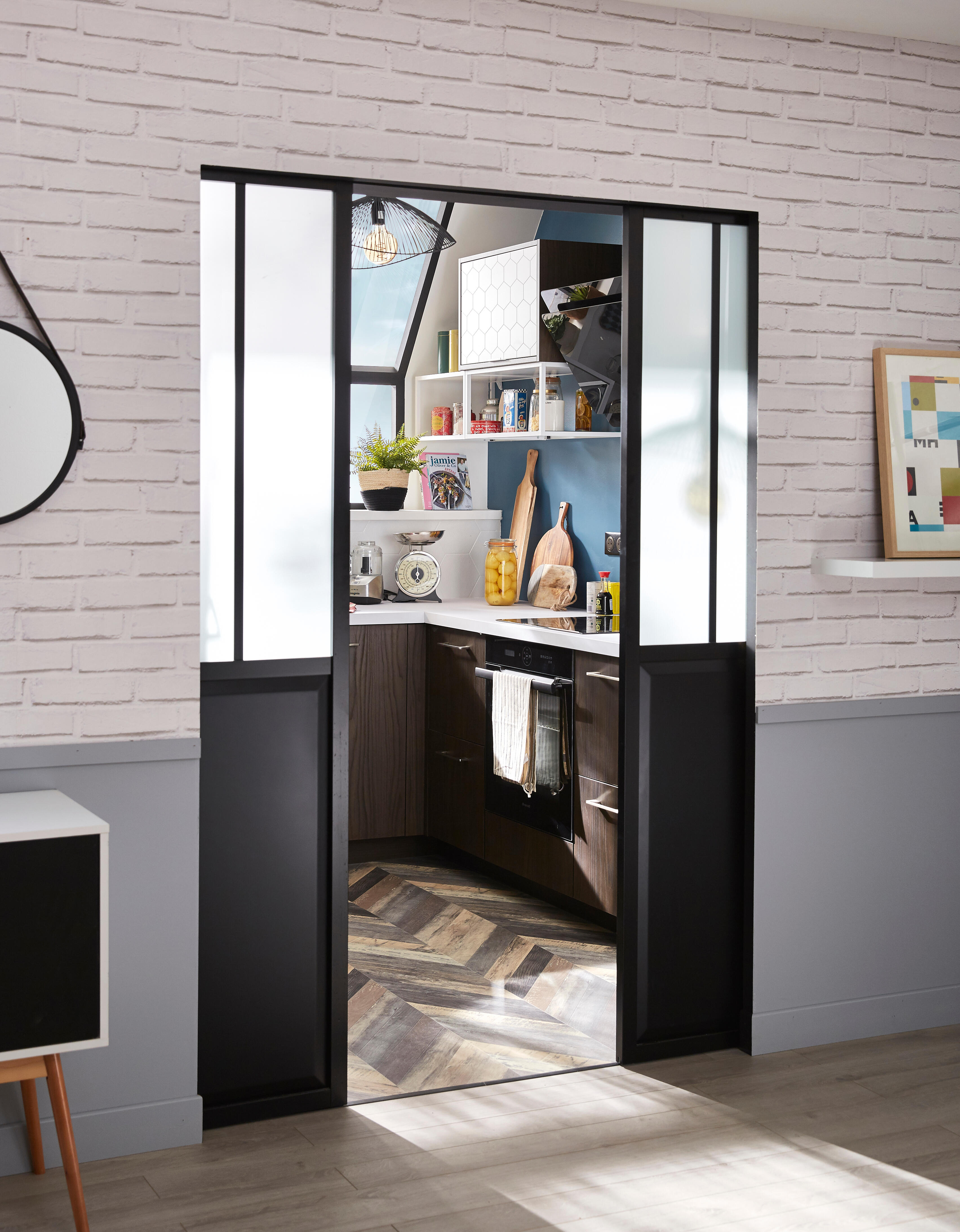 Módulo inferior de canto recto Delinia 106X58X77CM cinza - 12