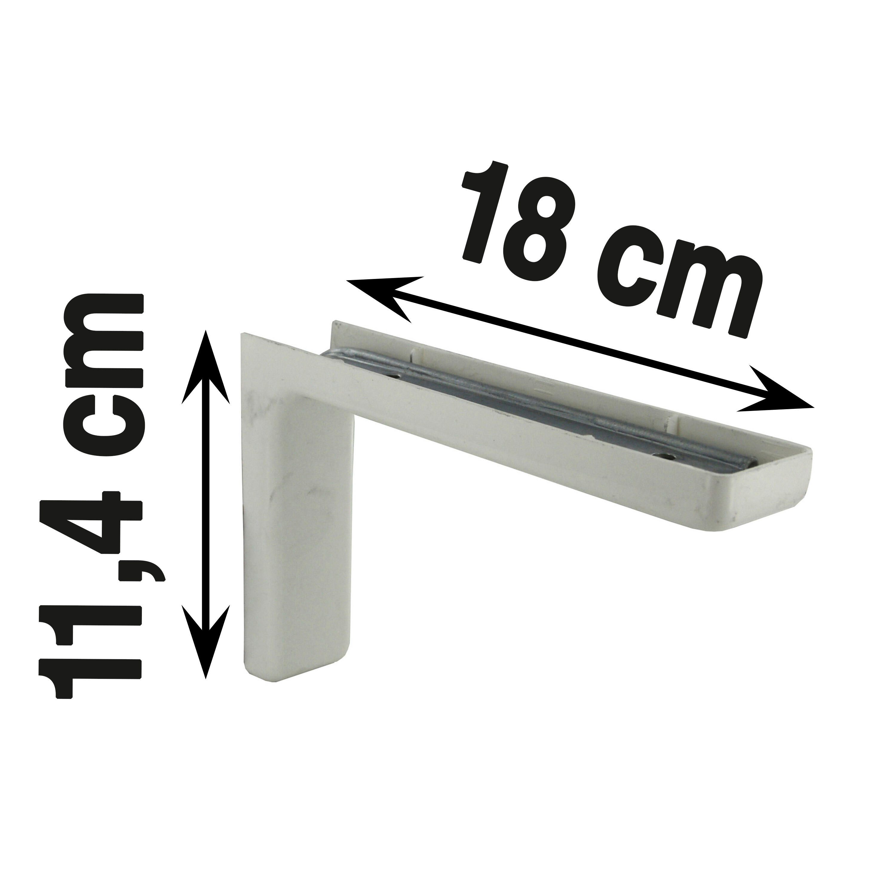 Equerre de fixation murale acier verni blanc, H.11.4 x P.18 cm - 2