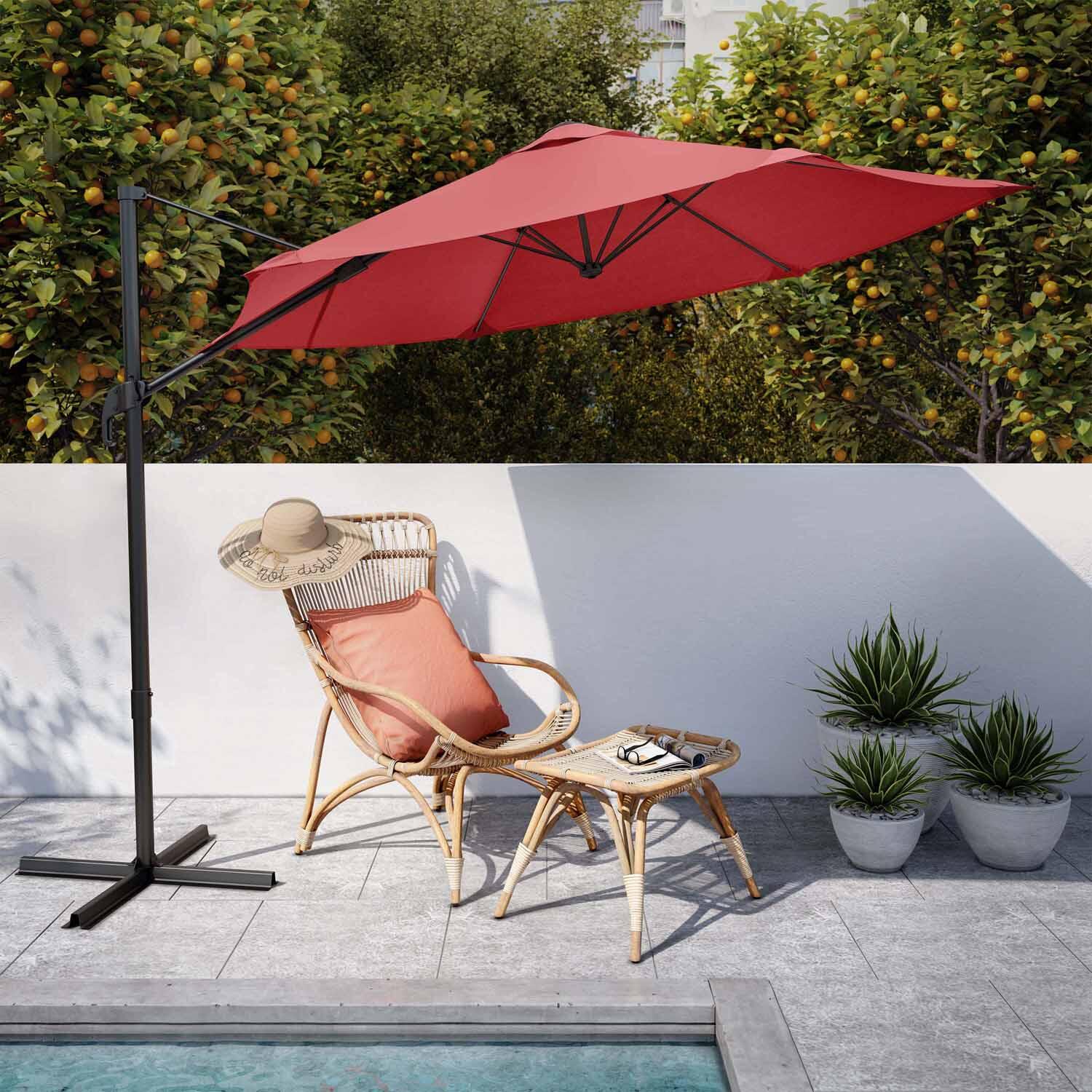 Parasol déporté hexagonal rouge Avea NATERIAL L.292 x l.292 cm - 2
