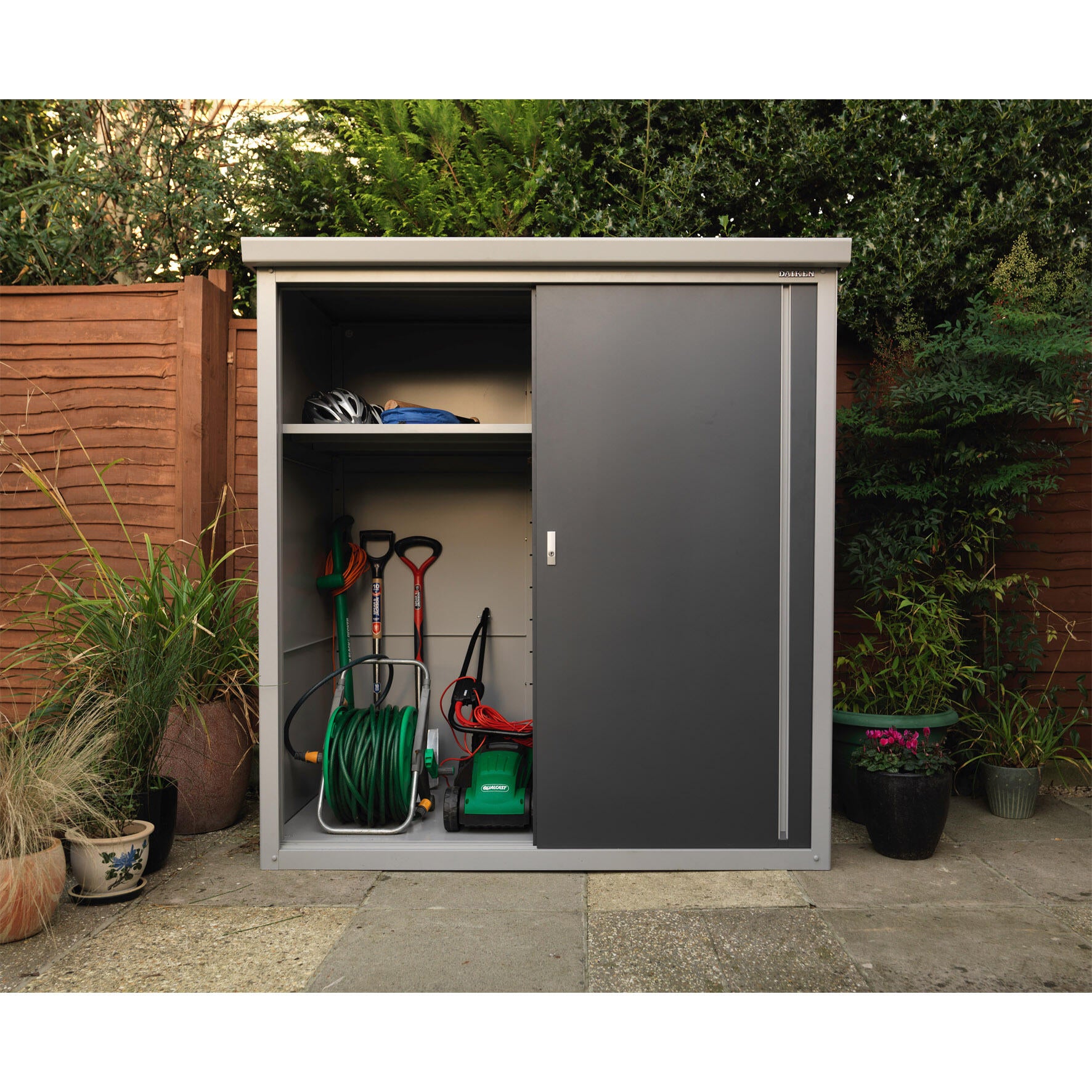 Armoire de jardin métal Guardian gris, l.176 x H.186.5 x P.98 cm - 5