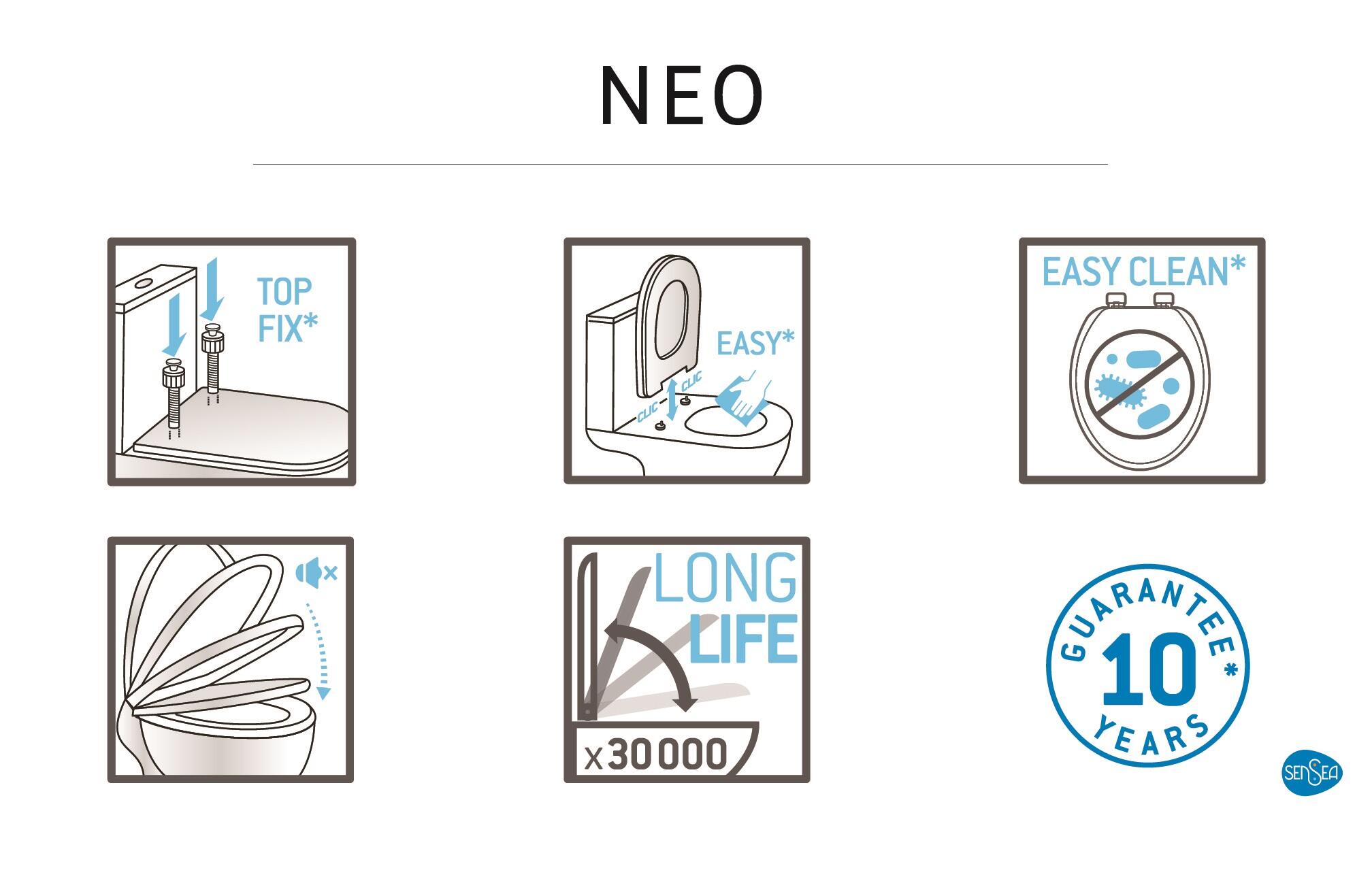 Abattant frein de chute duroplast blanc-blanc n°0 SENSEA Neo - 9