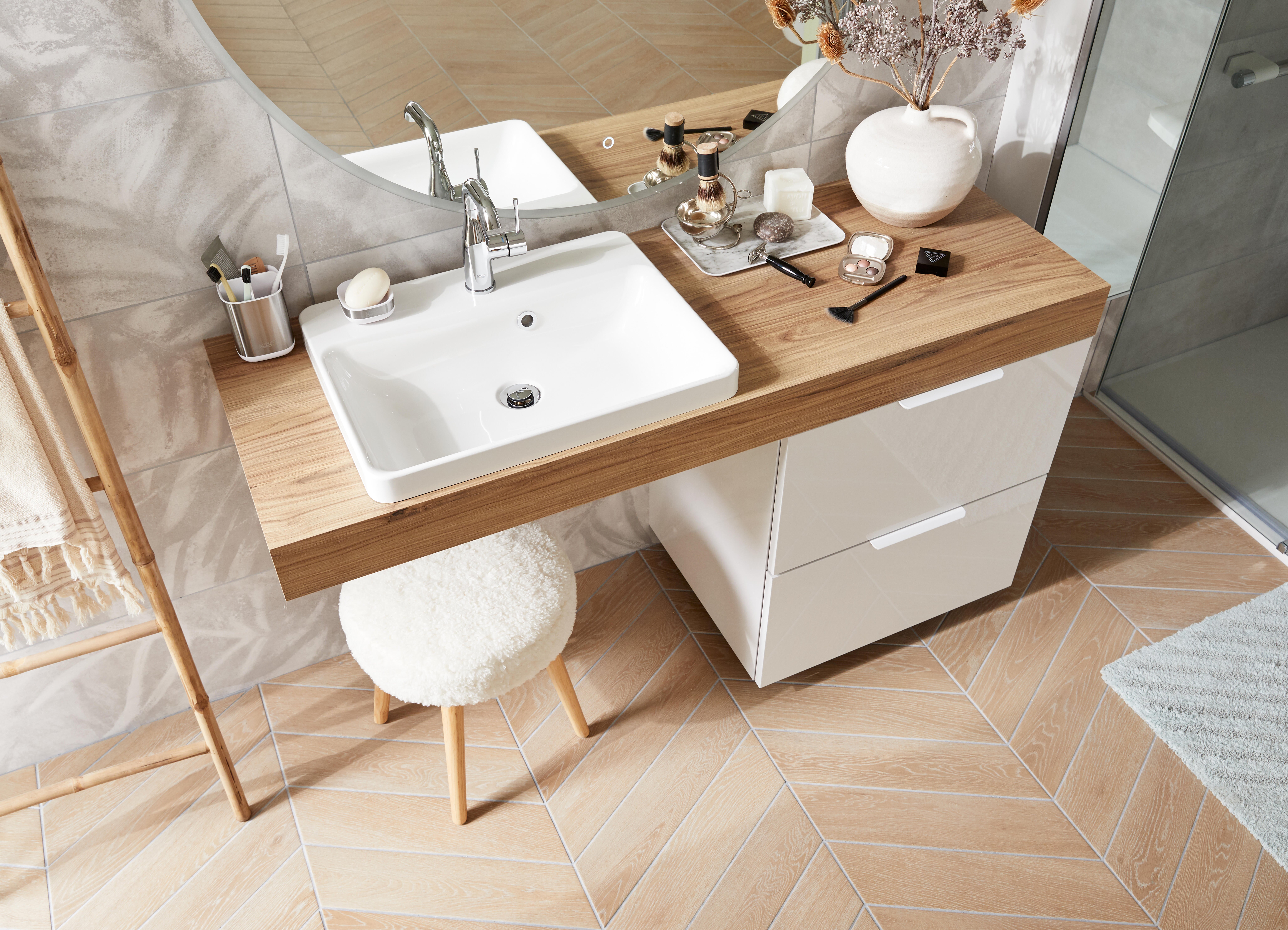 Vasque semi-encastrée résine rectangulaire Mary l.55 x P.43 cm blanc brillant - 3