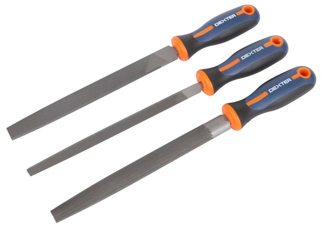 Lot de 3 limes assortiment mi-douce DEXTER, 200 mm