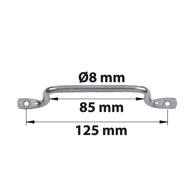 Poignée fil à pattes acier zingué D8 mm L 140 x H 38 x P 1.6 mm AFBAT