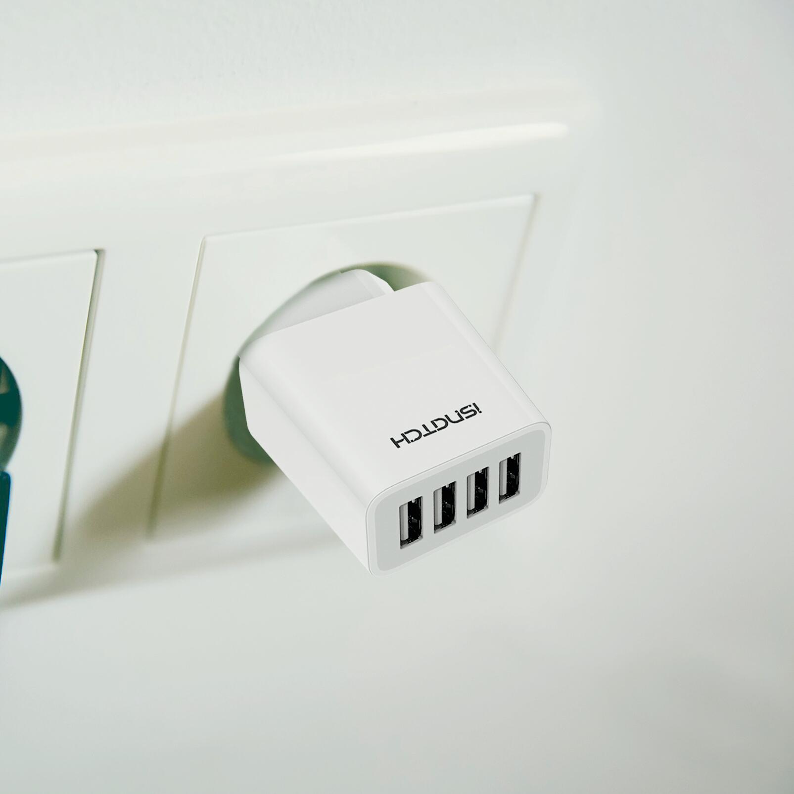 Caricatore USB presa 10 A ISNATCH 4 porte Smart Home bianco - 3