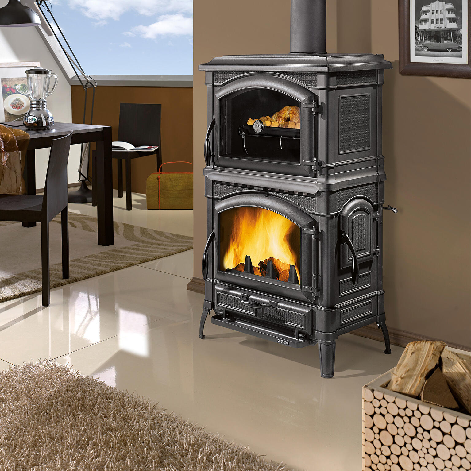 Poêle à bois EXTRAFLAME Isotta forno evo noir, 9.7 kW Leroy Merlin — free download
