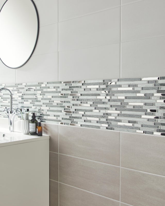 Mosaïque mur Fantasy miroir gris 30.5 x 30.5 cm