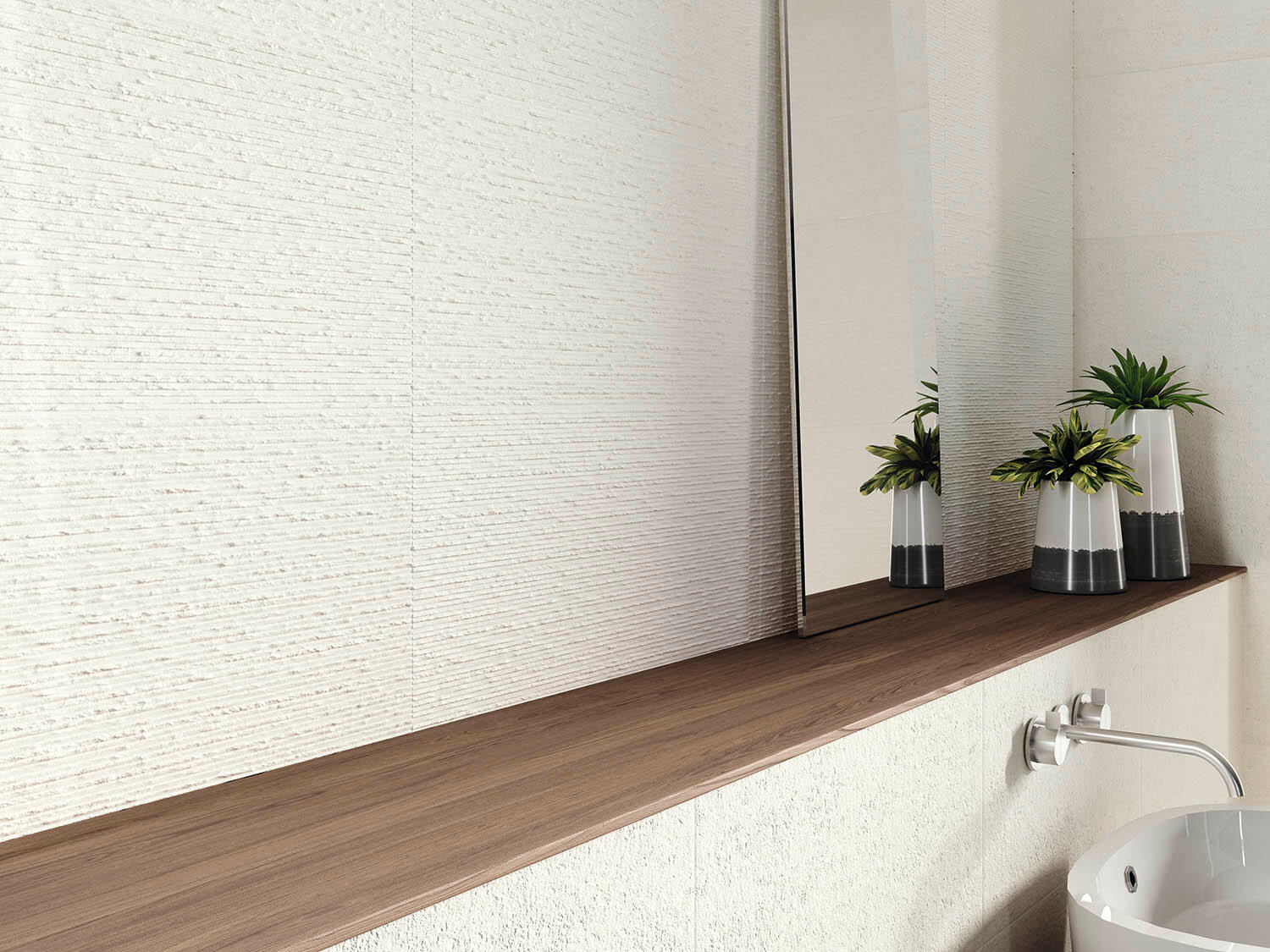 Carrelage mur intérieur effet pierre blanc décor 3d Ozone l.30 x L.60 cm BALDOCE - 3