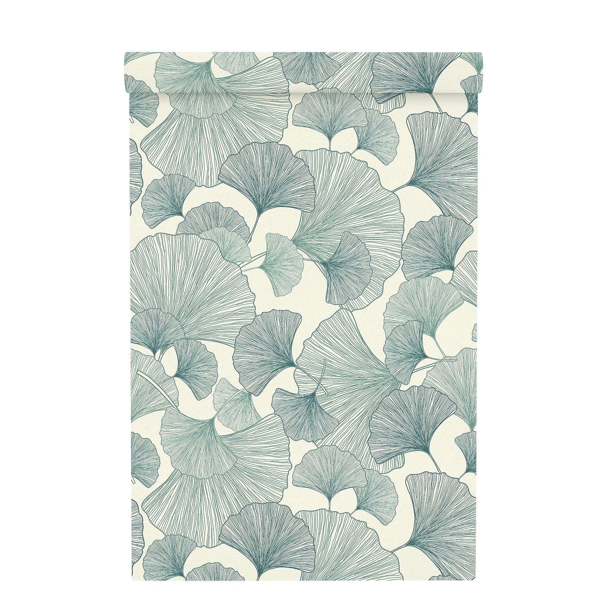 Papier peint vinyle sur intissé Motif gingko vert - 8