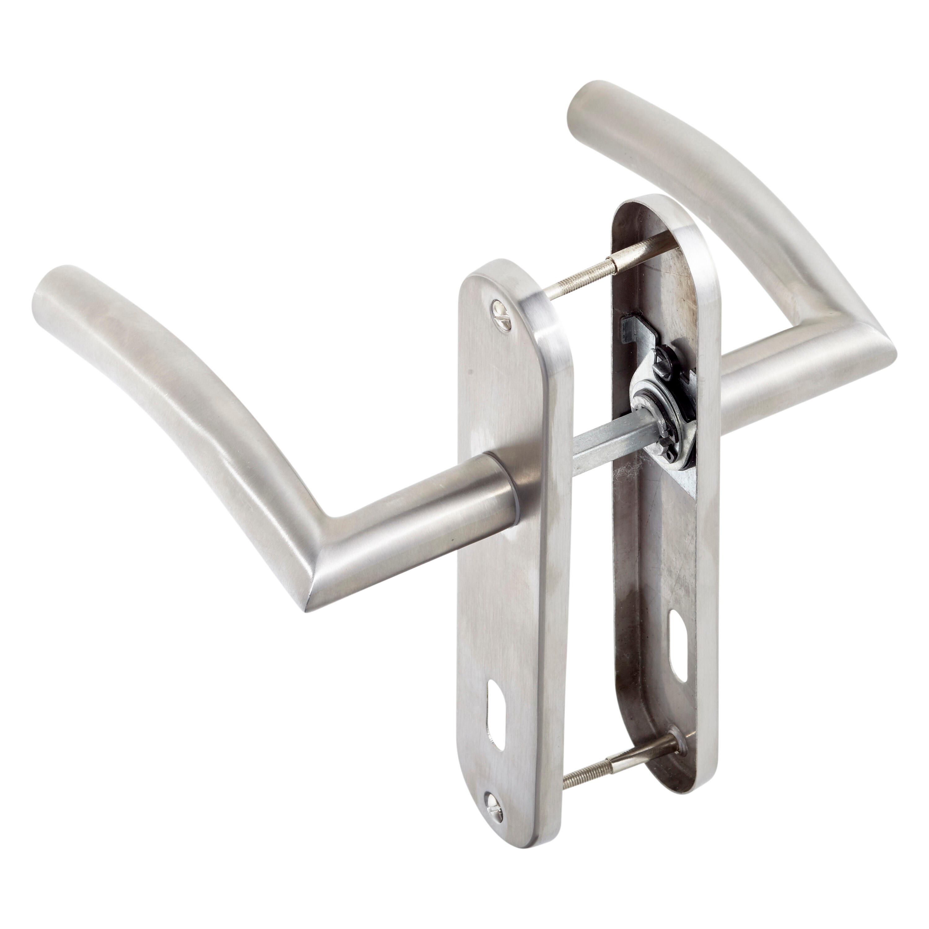 2 poignées sur plaque à clé Margaud acier nickel brillant, entraxe 165 mm - 4