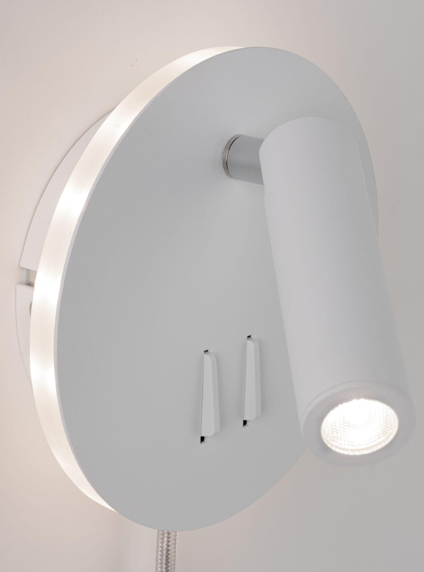 Applique Murale LED Paulmann Tabari - Lampe De Lecture Rond Blanc Chrome - 3000K Blanc Chaud - 3.2W
