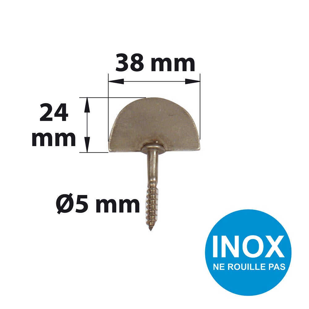Butée de fermeture de volet battant en inox 316, Diam.5 x H.60 x L.40 x P.10 mm - 2