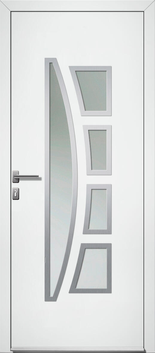 Porte d'entrée PVC Riwa Premium H.215 x l.90 cm vitrée blanc, poussant droit