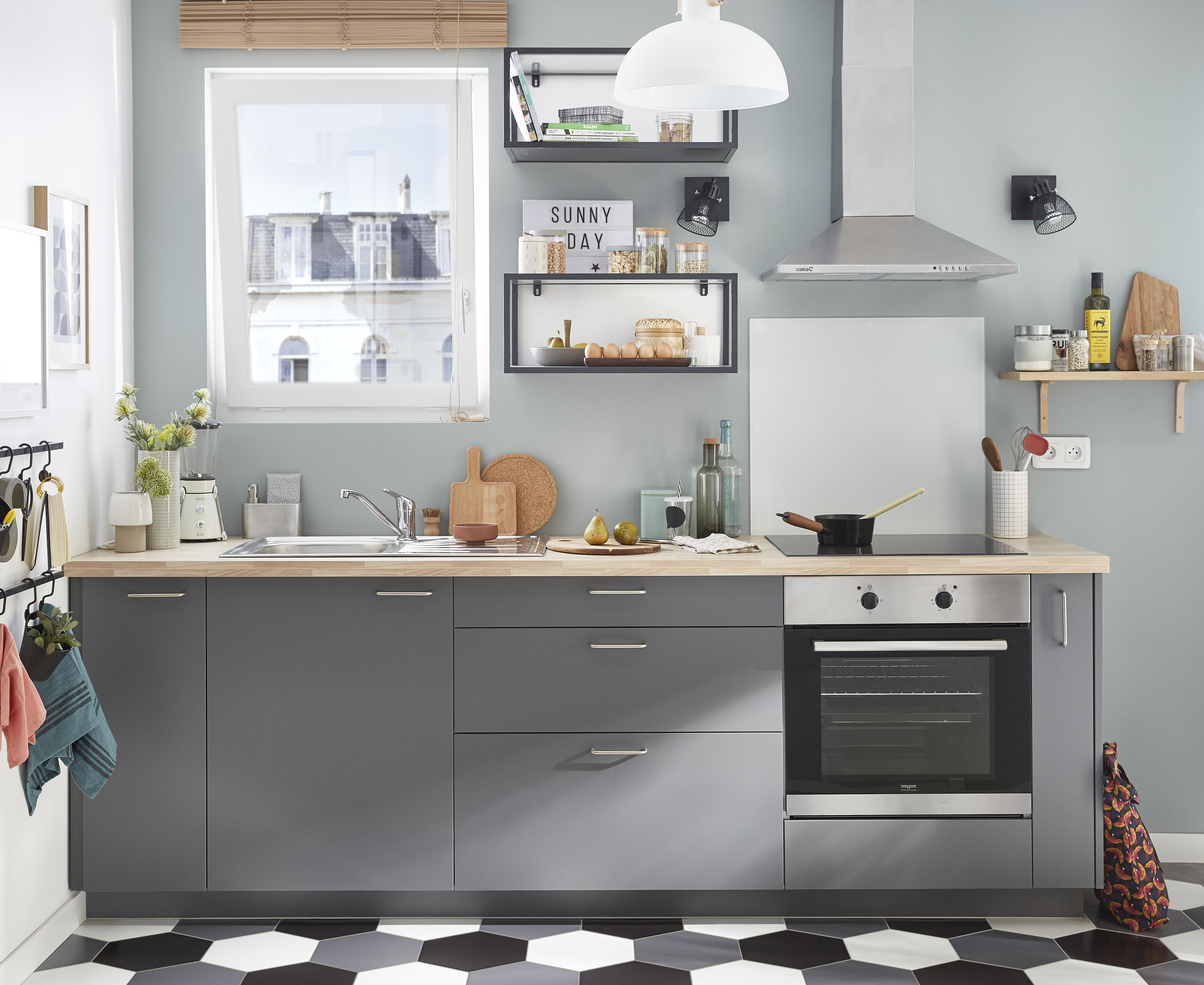 Façade de tiroir de cuisine Sofia gris mat H.16.7 x l.59.7 cm - 5