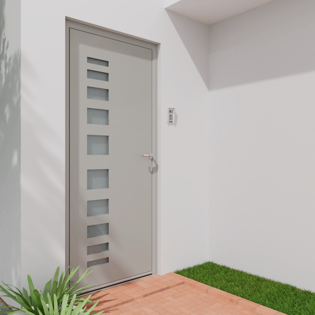 Porte d'entrée Alu Portland 2 Essentiel H.215 x l.90 cm gris clair, p. gauche