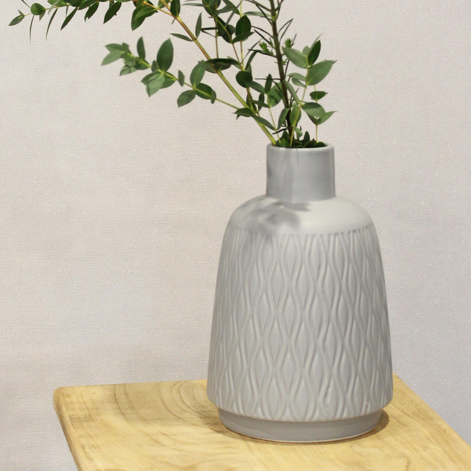 Vase décoratif céramique Gaspard, gris / argent x H.22 cm, Diam.15 cm - 2