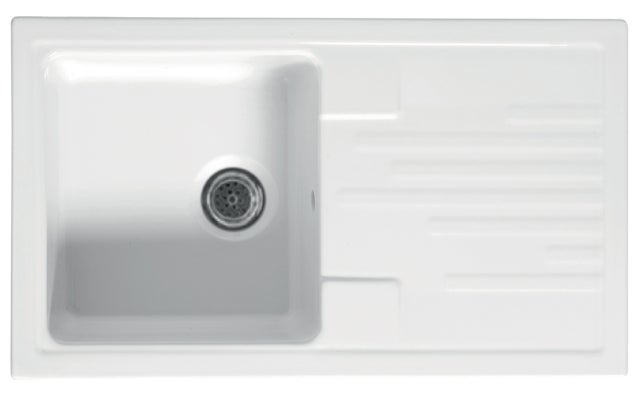Evier en grès 1 bac 50 x 86 cm vidage inclus Fresh blanc