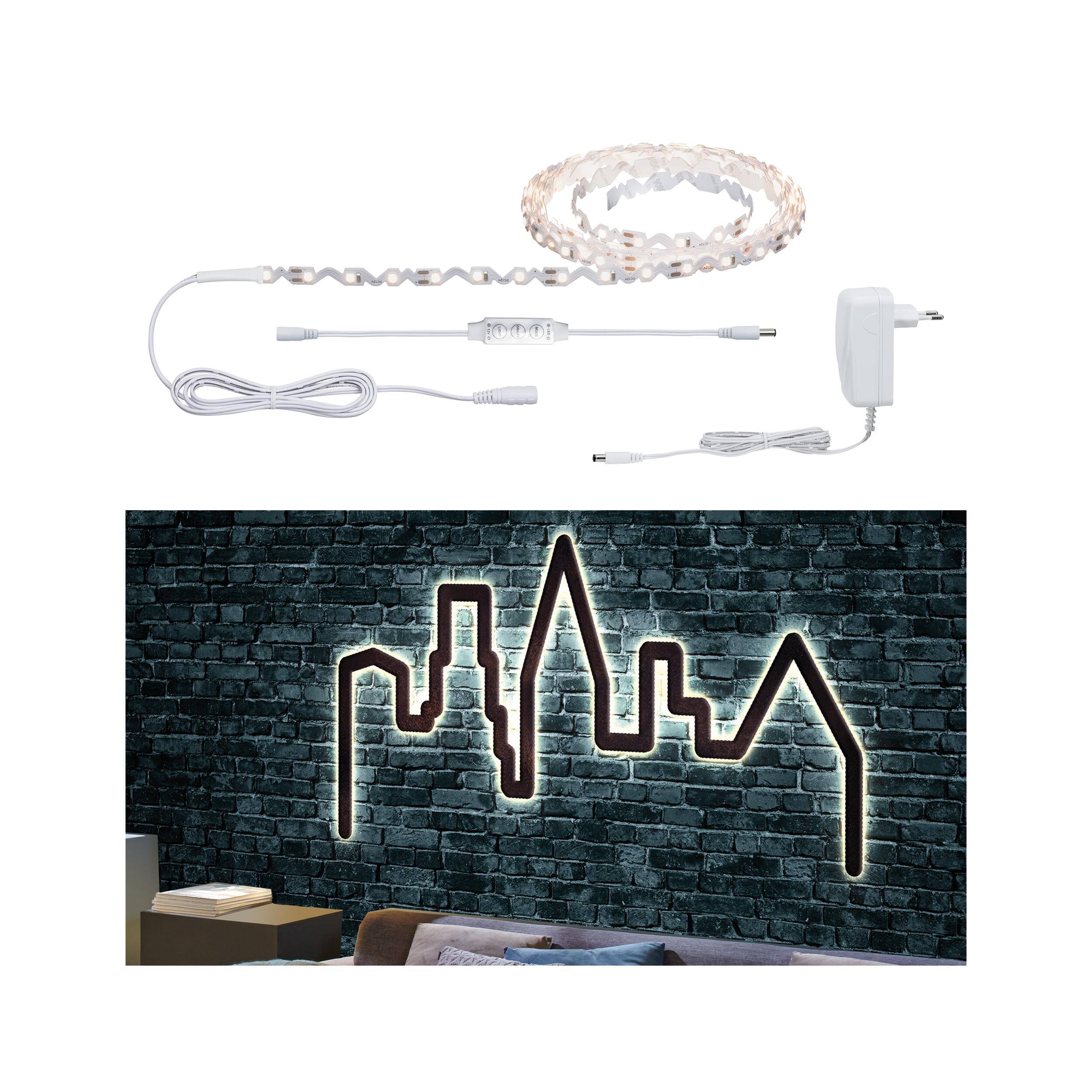 Kit ruban LED 3m Strip FlexLed DIY, blanc chaud 3000K 3D, PAULMANN - 3