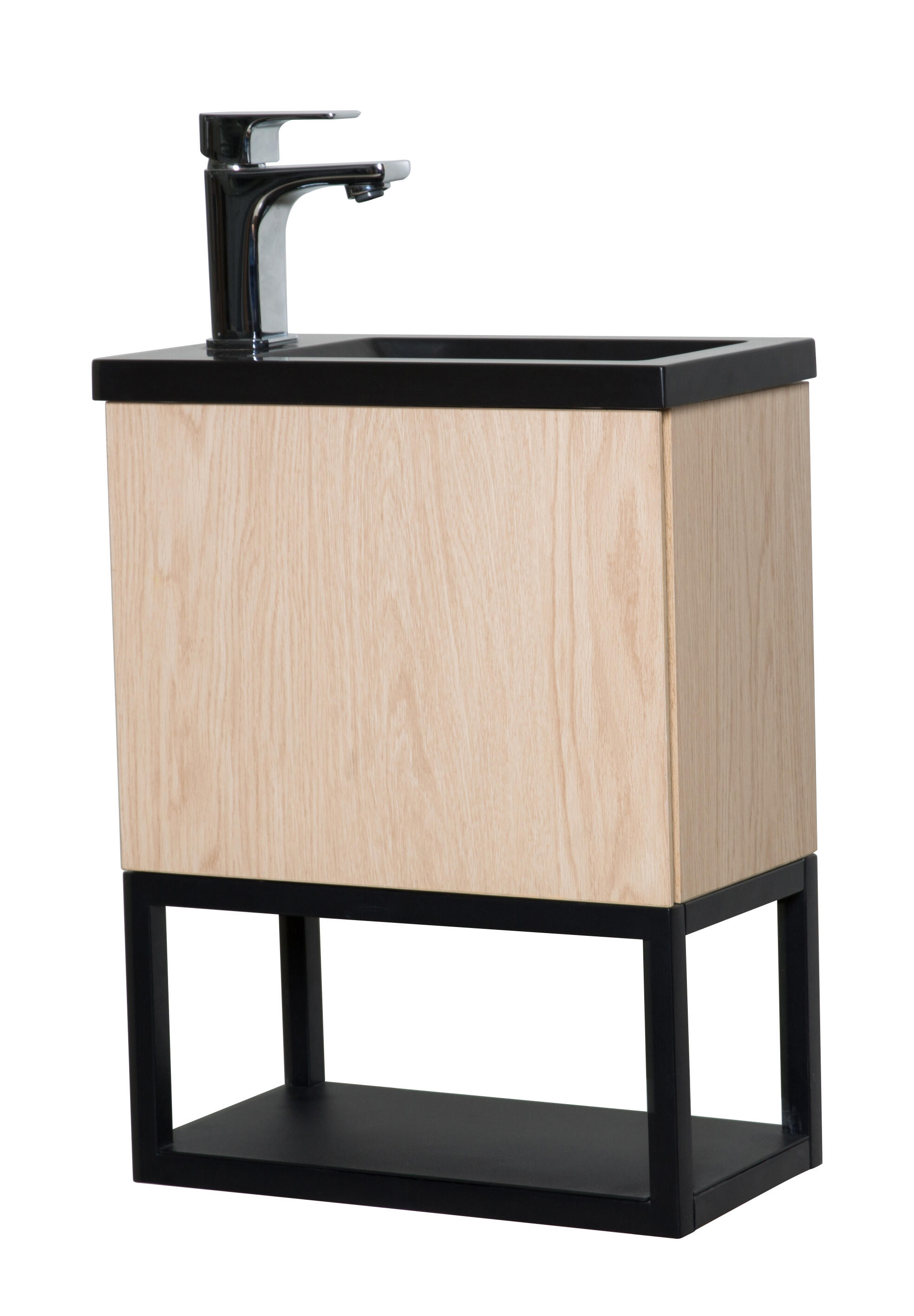 Meuble lave-mains l.40 x H.50 x P.22 cm, chêne naturel, Wilman - 3