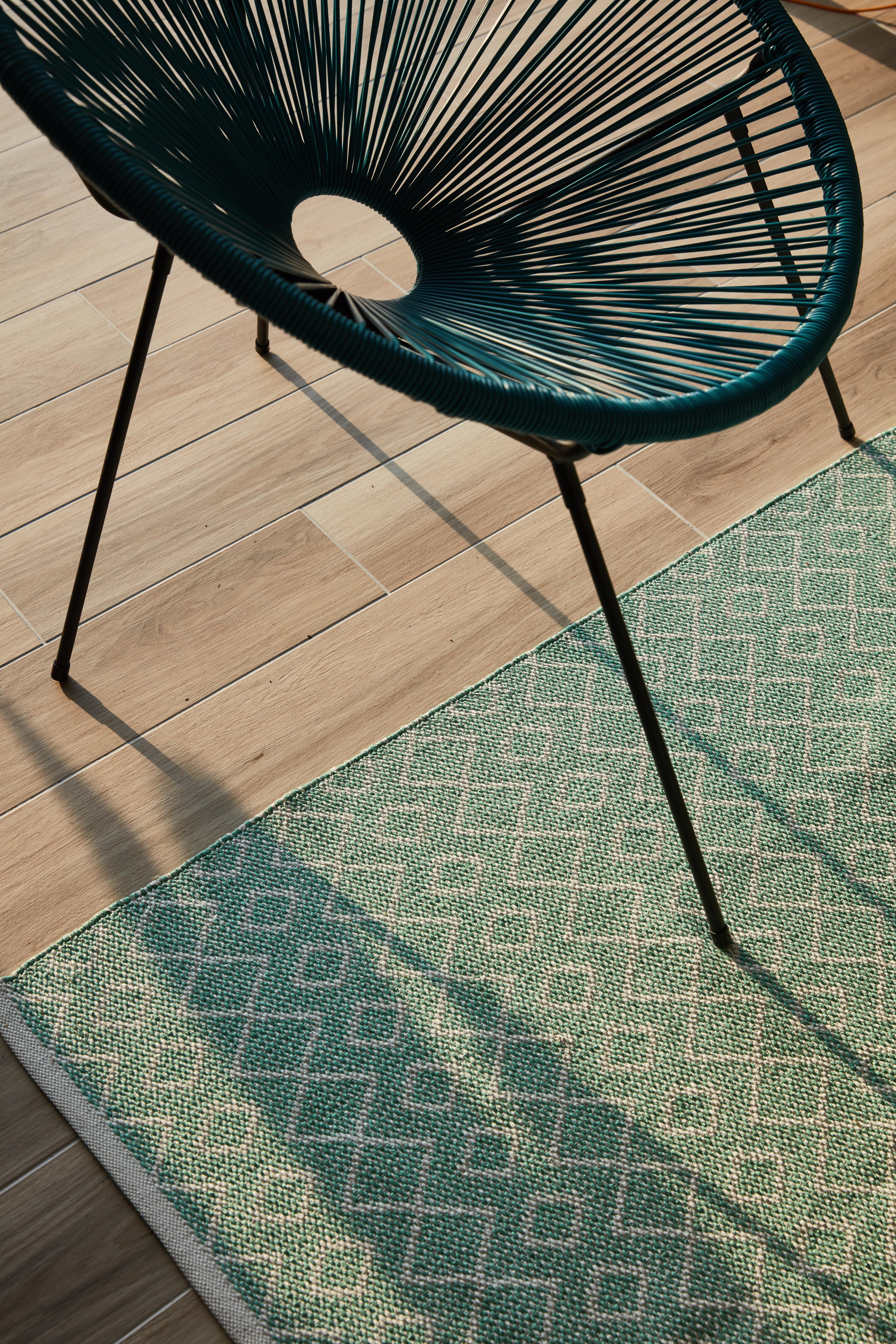 Sedia da giardino in acciaio blu Acapulco, seduta in rattan sintetico blu - 5