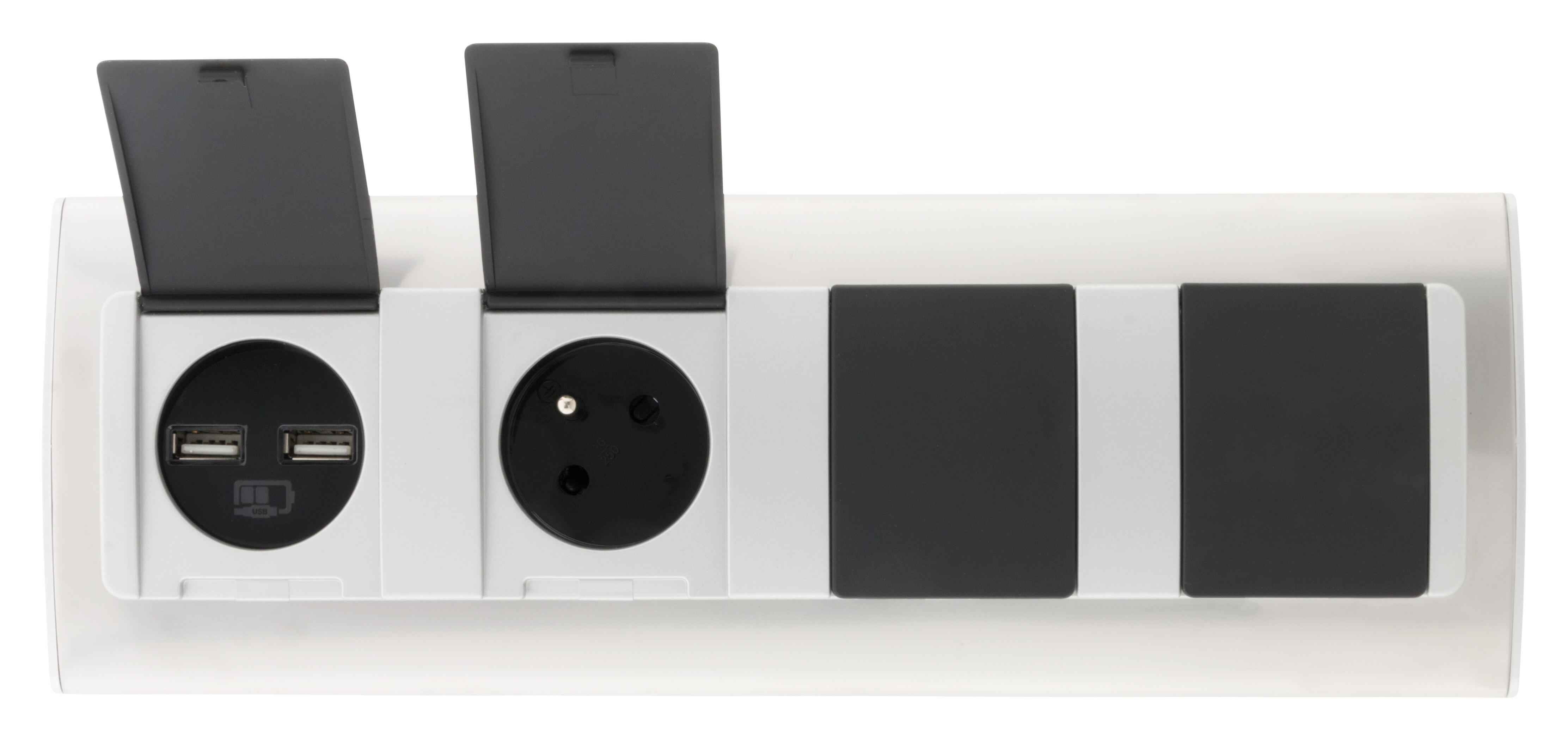 Bloc multiprise cuisine d'angle à clapets 3 prises + 2 USB OTIO - 2