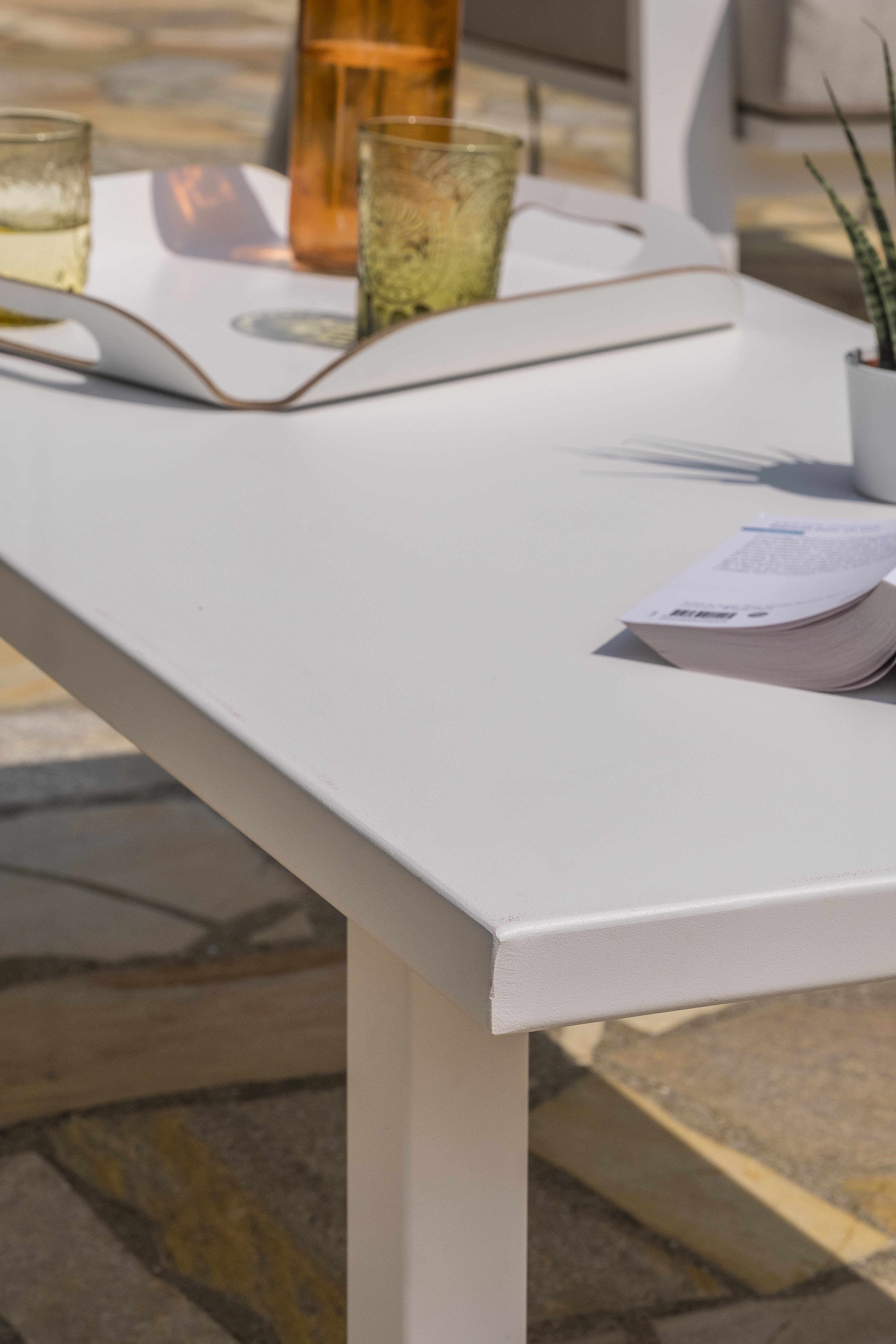 Salon bas de jardin aluminium blanc Ibiza-s3, 5 personnes - PARIS GARDEN - 7
