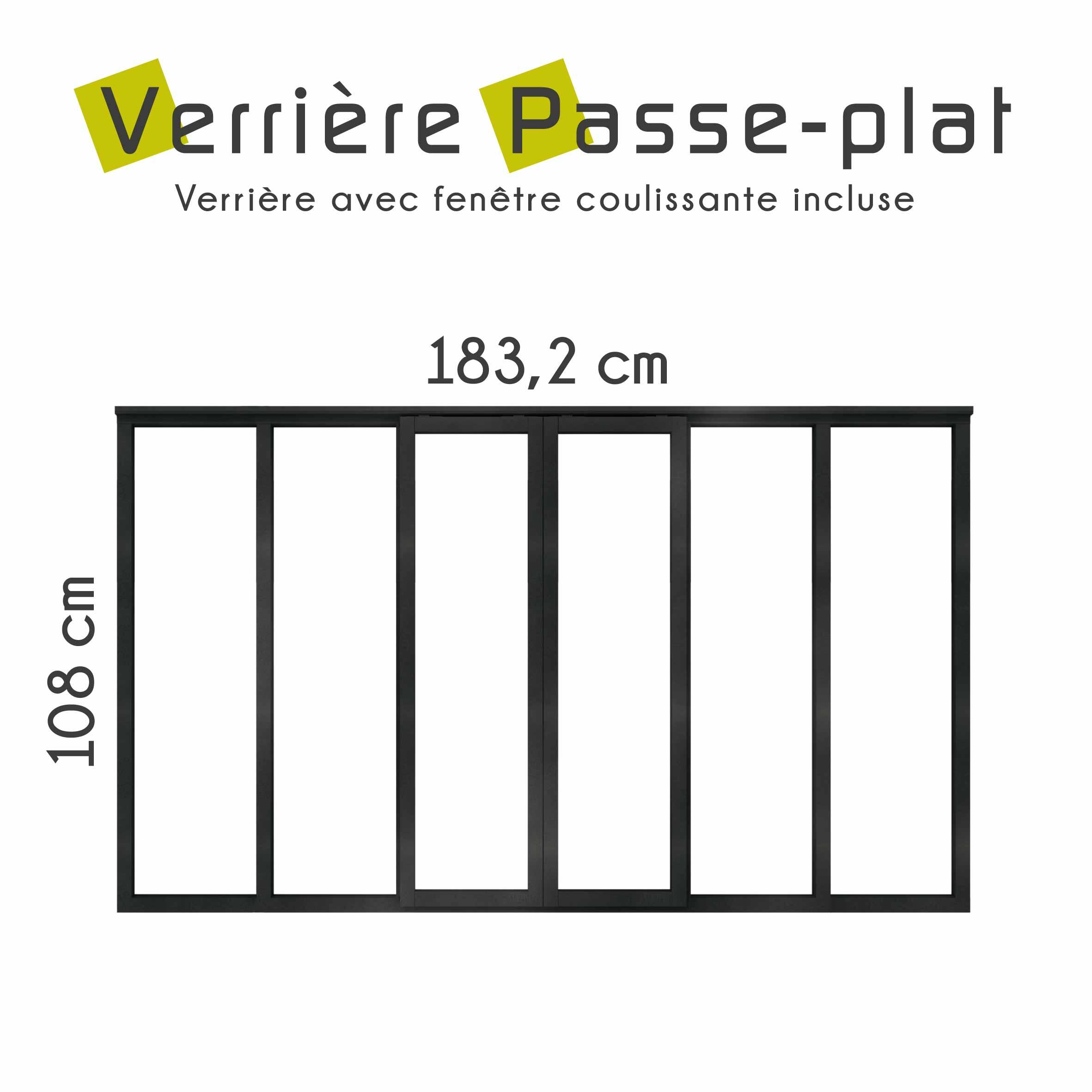 Verrière coulissante en aluminium noir sablé 6 carreaux, H.108 x l.183.2 cm - 7