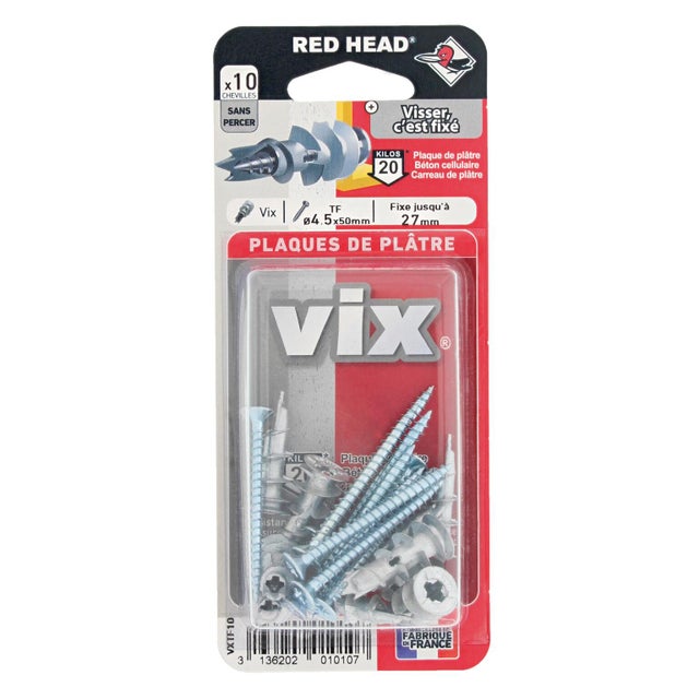 Cheville murale avec vis vix RED HEAD x L.30 mm