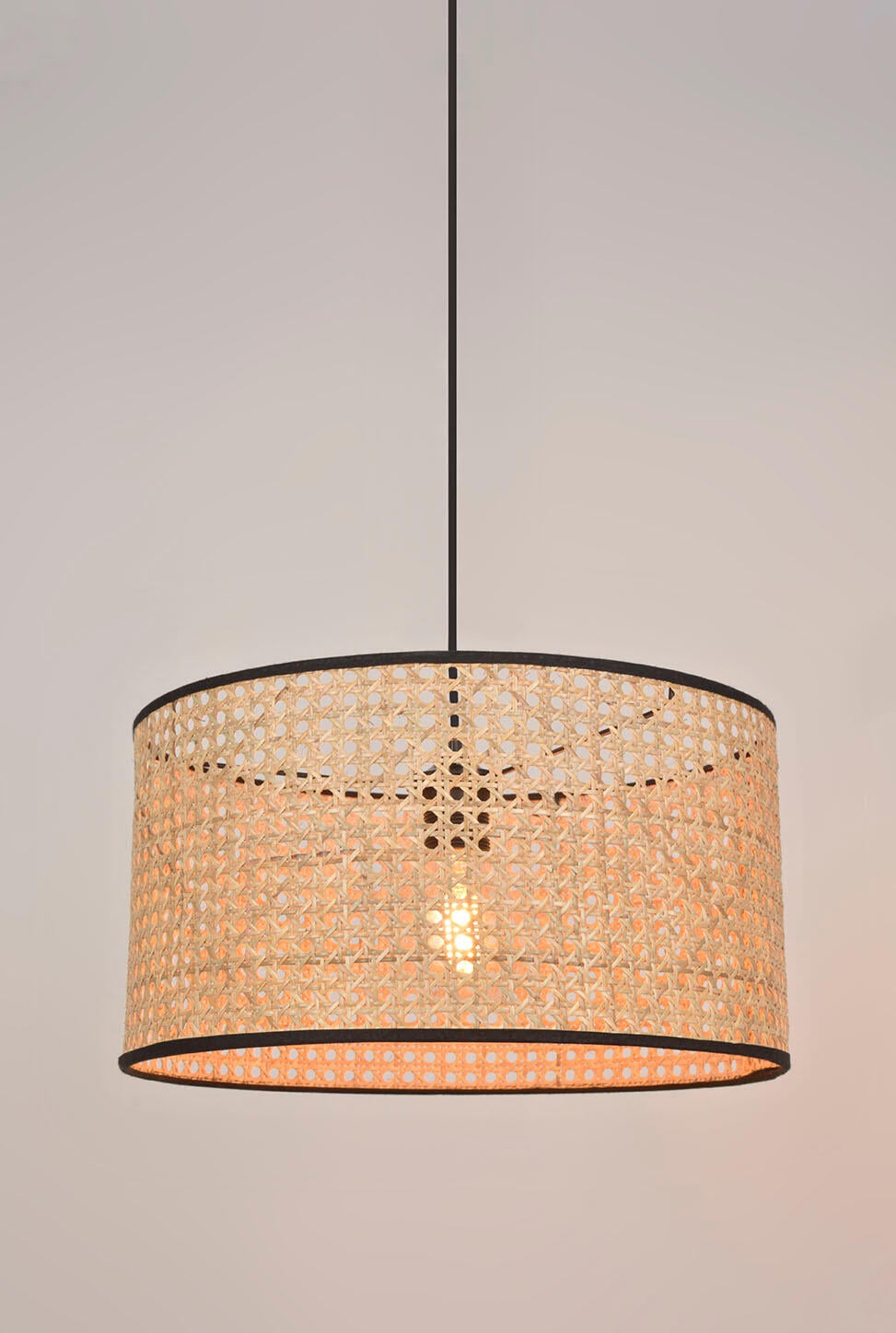 Suspension Cylindre rotin, beige, Diam.38 cm, E27 - 6