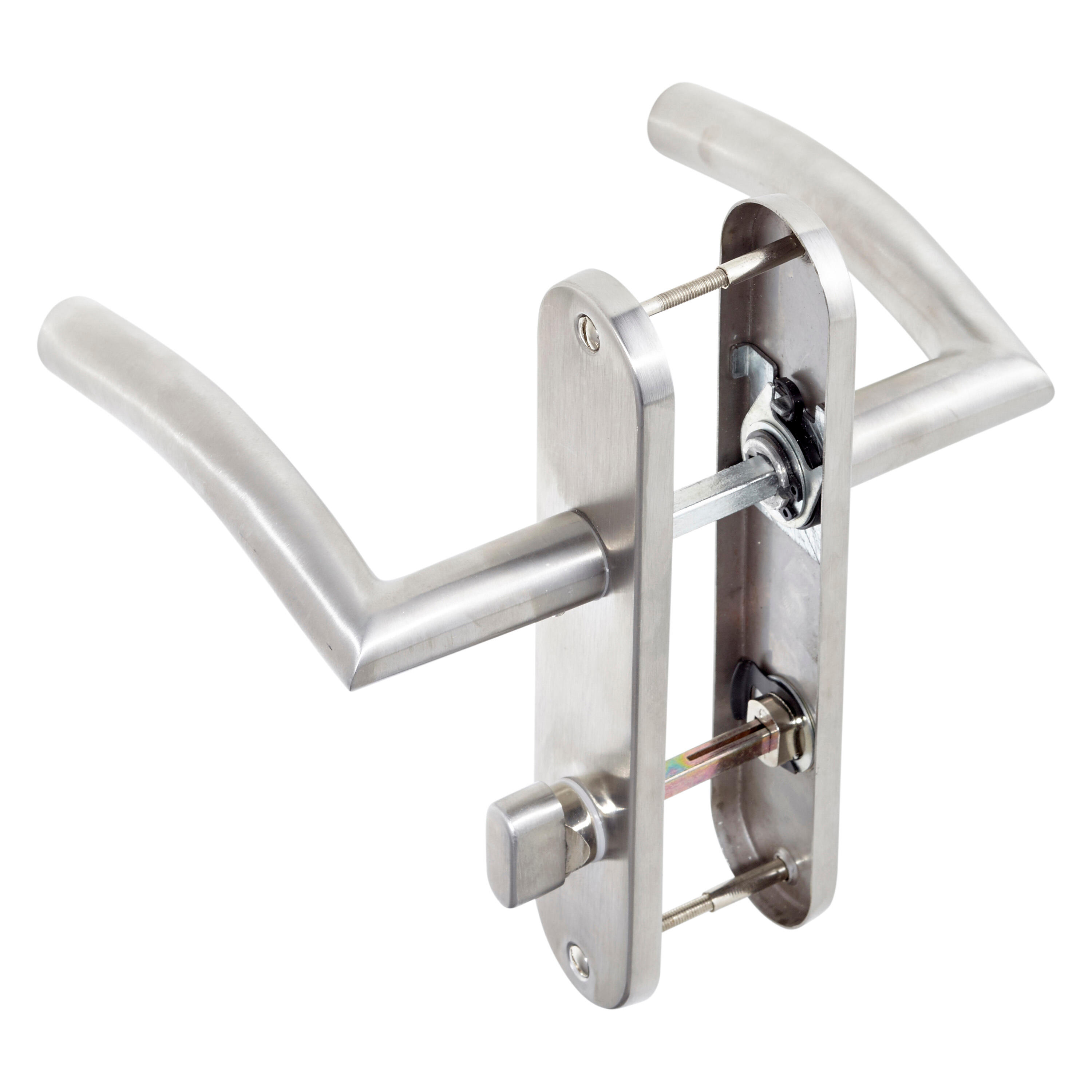 2 poignées sur plaque à condamnation Margaud acier nickel brillant entraxe 165mm - 4