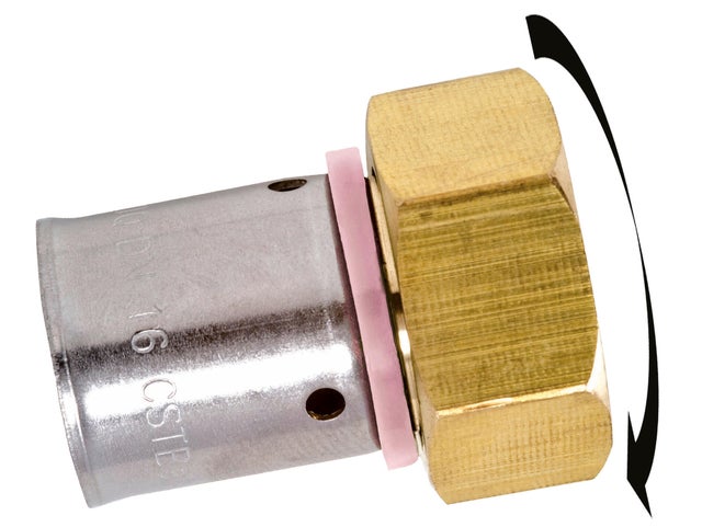 Raccord pour tuyau PERT à sertir / à visser F/F, 12 mm / 1/2