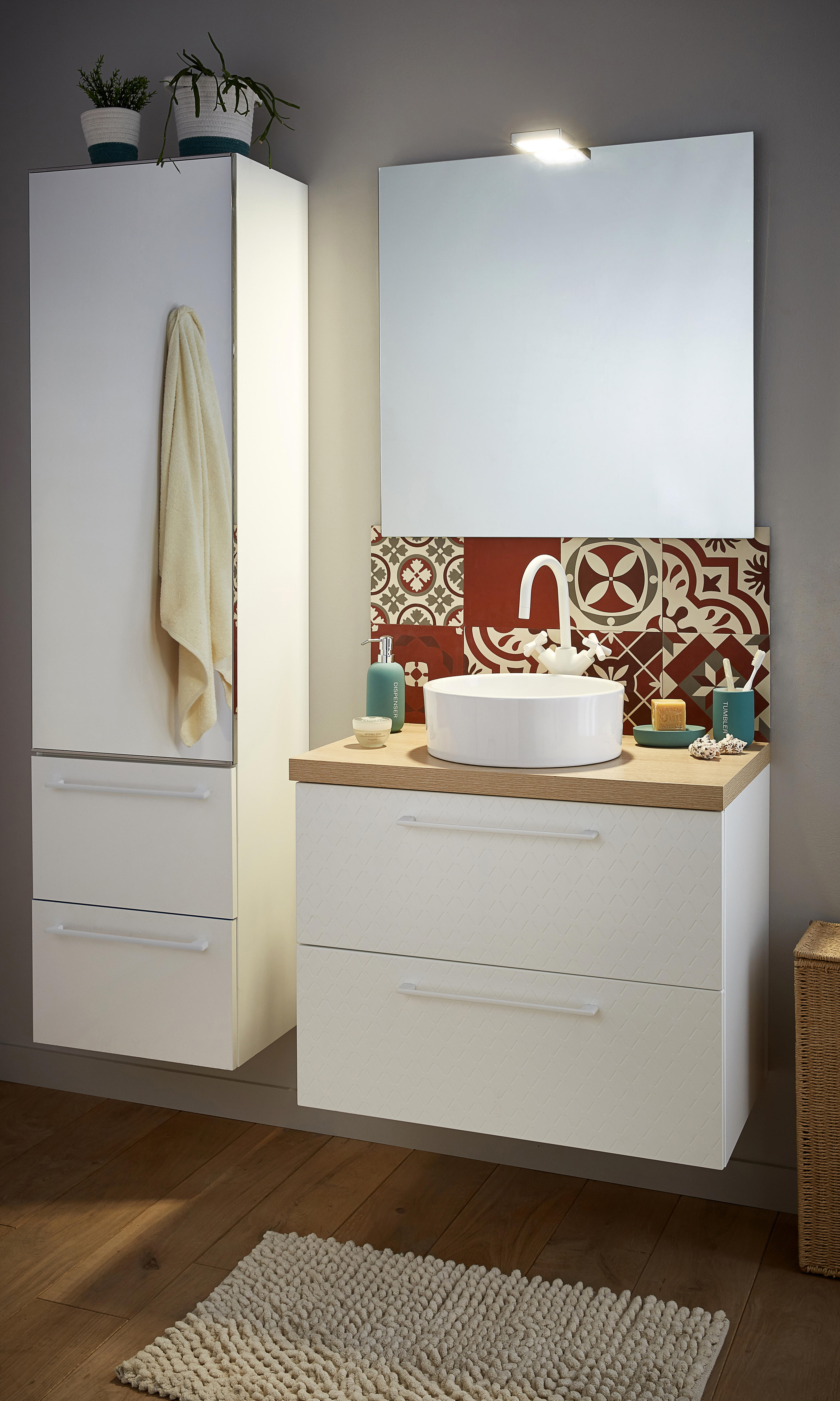 Colonne, l.45 x H.172.9 x P.33cm, Blanc-Blanc 0, Remix - 12